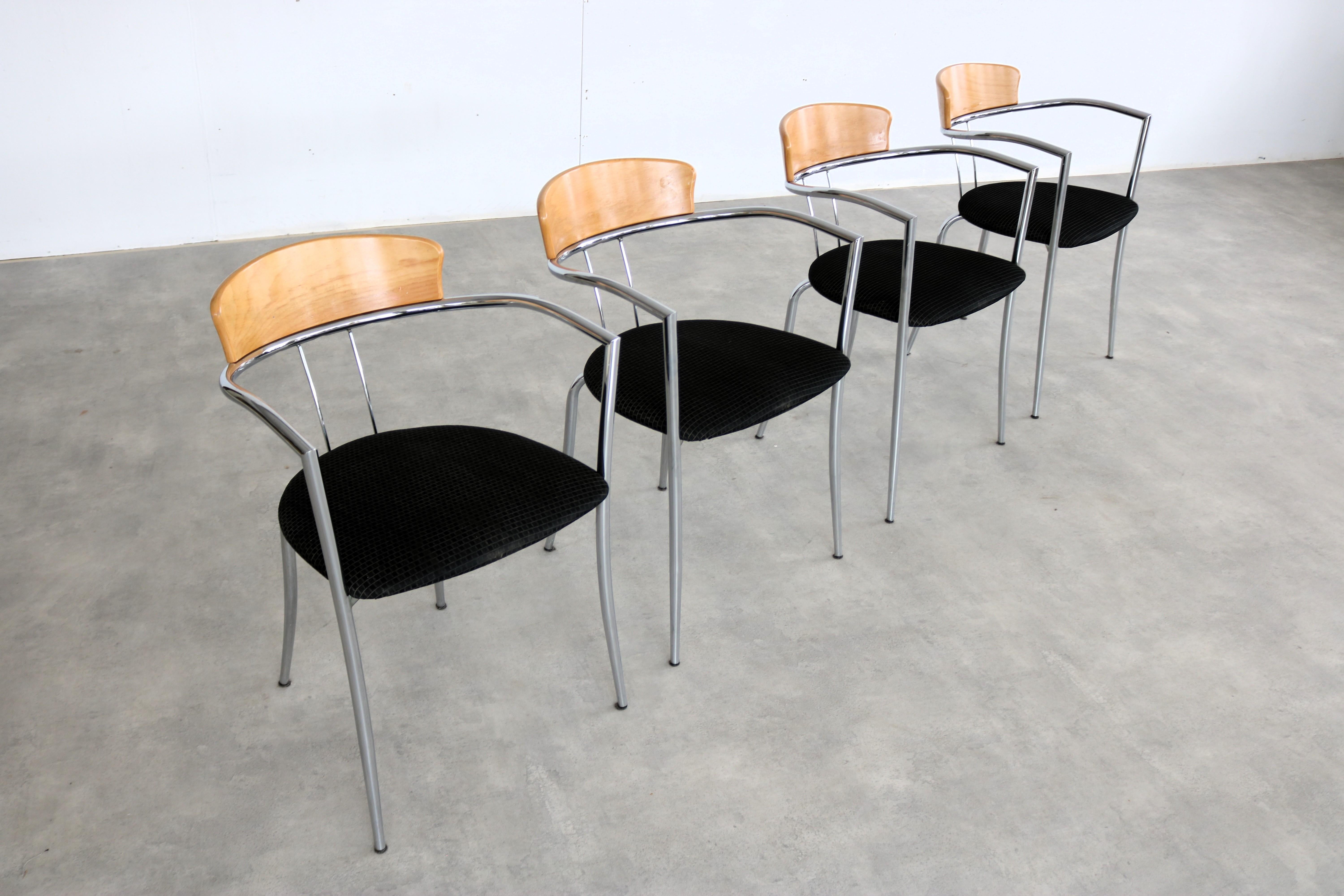Late 20th Century vintage chairs  dining chairs  Effezeta  80s For Sale