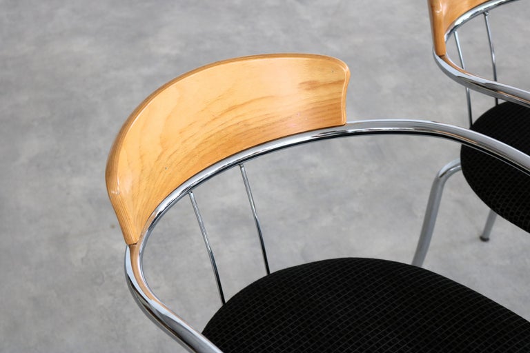 Effezeta Vintage Dining Chairs Set of Four, Chrome and Fabric