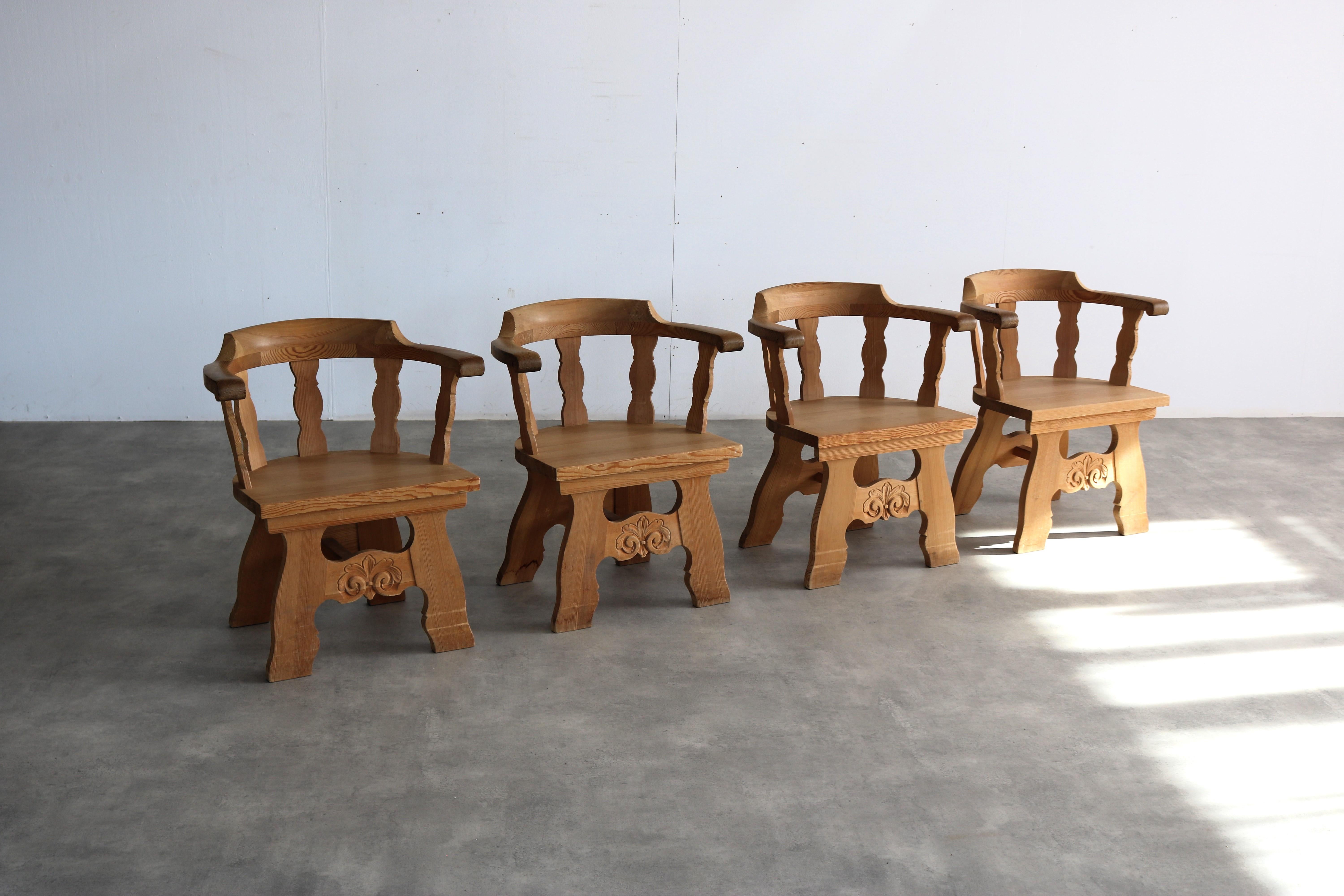 Mid-20th Century vintage chairs  dining room chairs  brutalist  Swedish For Sale