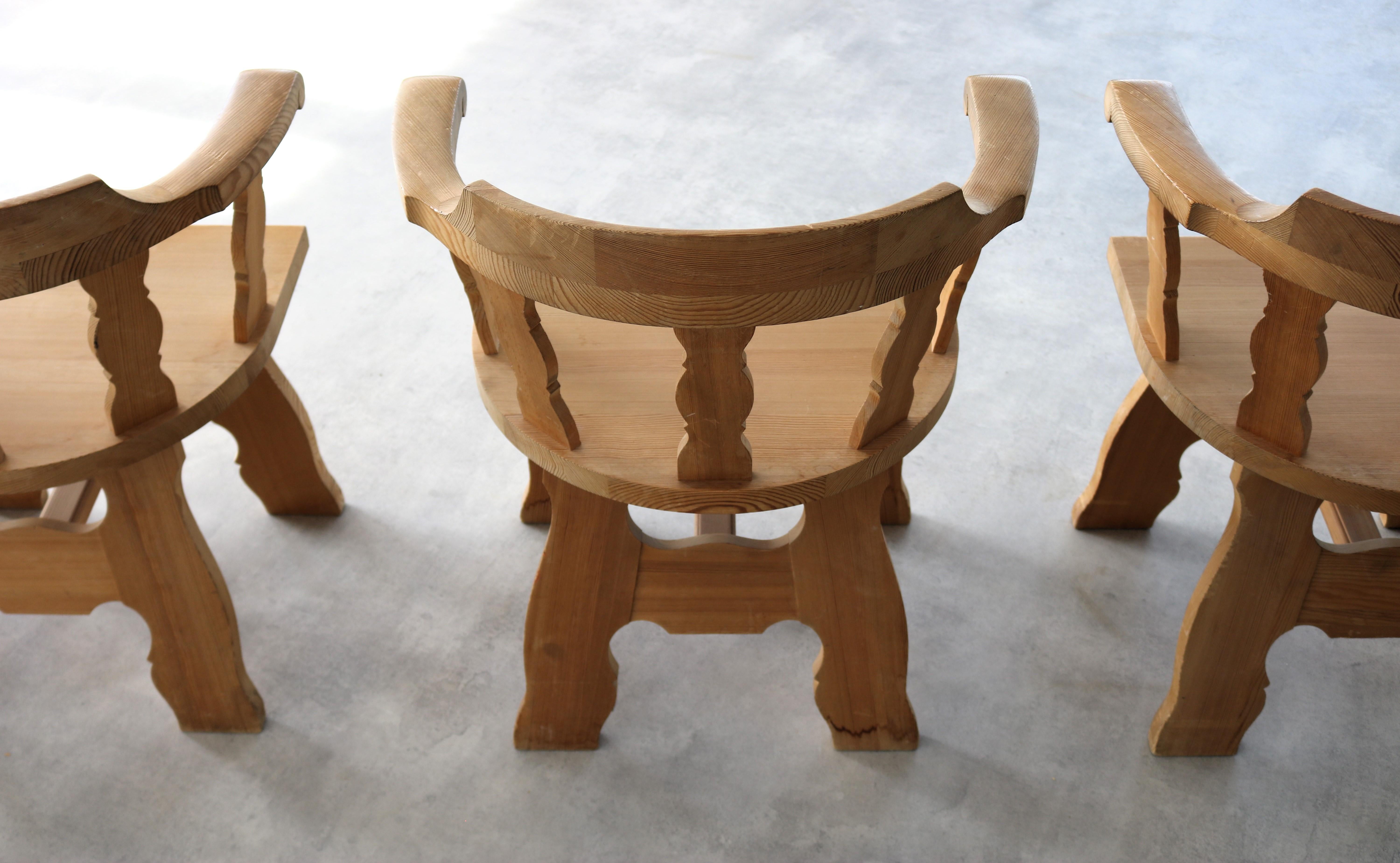 vintage chairs  dining room chairs  brutalist  Swedish For Sale 4