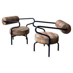 Vintage Chairs in Pierre Frey Virgin Wool Plaid, a pair