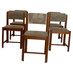 Chaises vintage en noyer et Beeche, 1970, ensemble de 5