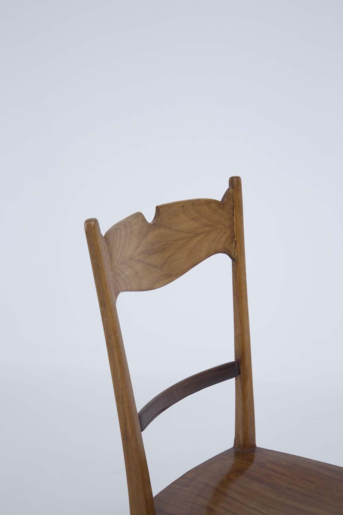 Mid-Century Modern Vintage Chairs in Wood Attr. to Ico Parisi, 1950s