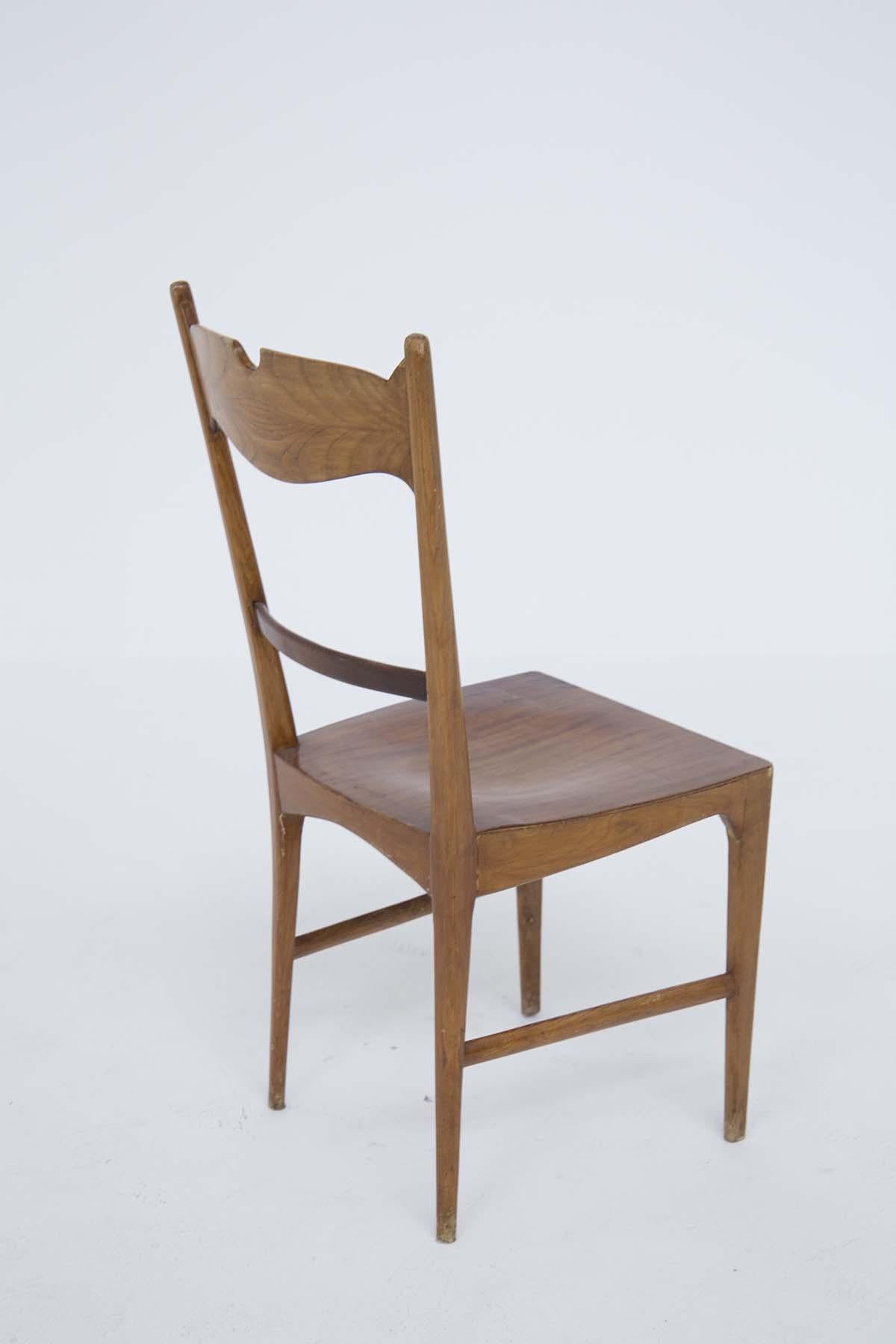 Mid-20th Century Vintage Chairs in Wood Attr. to Ico Parisi, 1950s