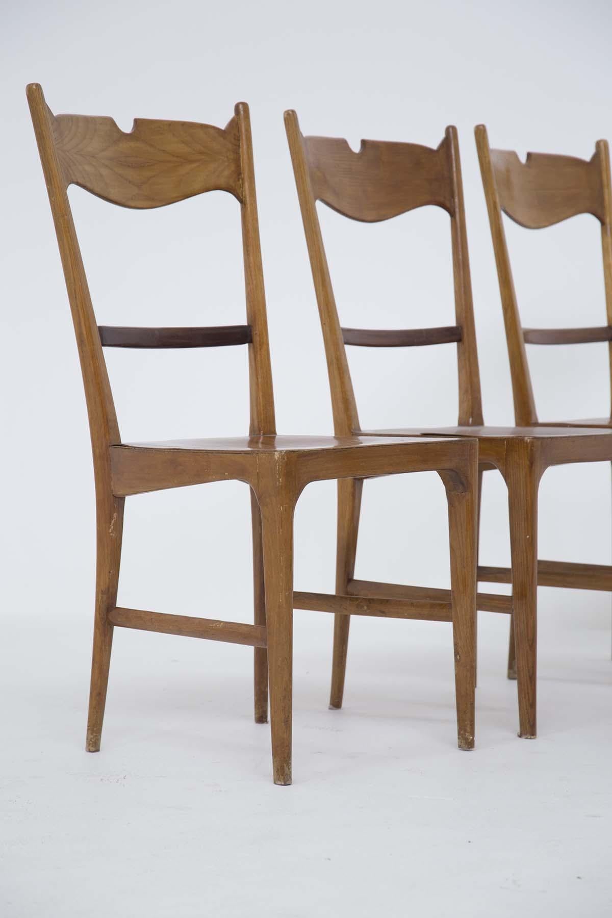 Vintage Chairs in Wood Attr. to Ico Parisi, 1950s 1