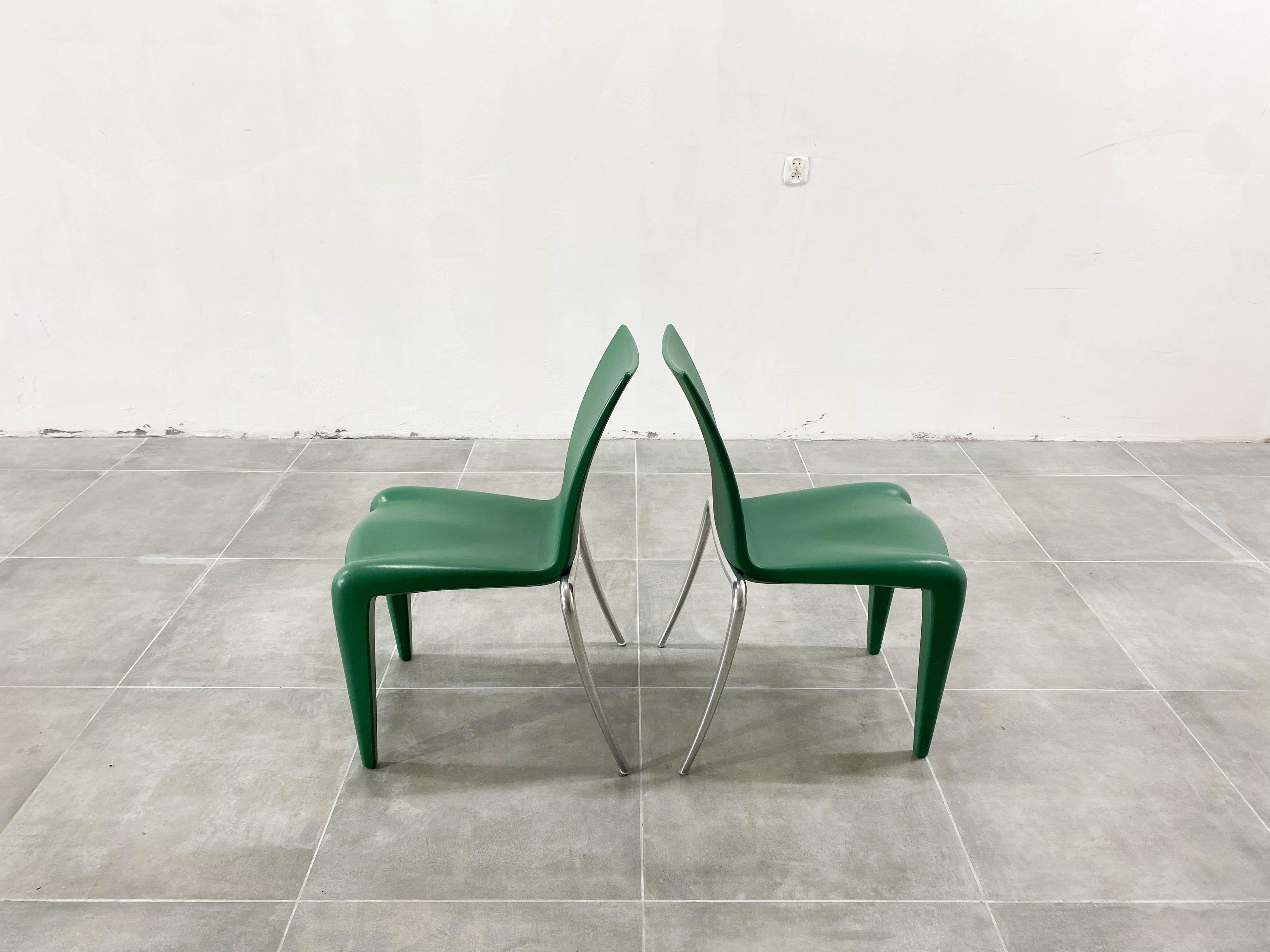 Aluminum Vintage Chairs Louis XX by Philippe Starck for Vitra, 1990s, Set of 2 For Sale