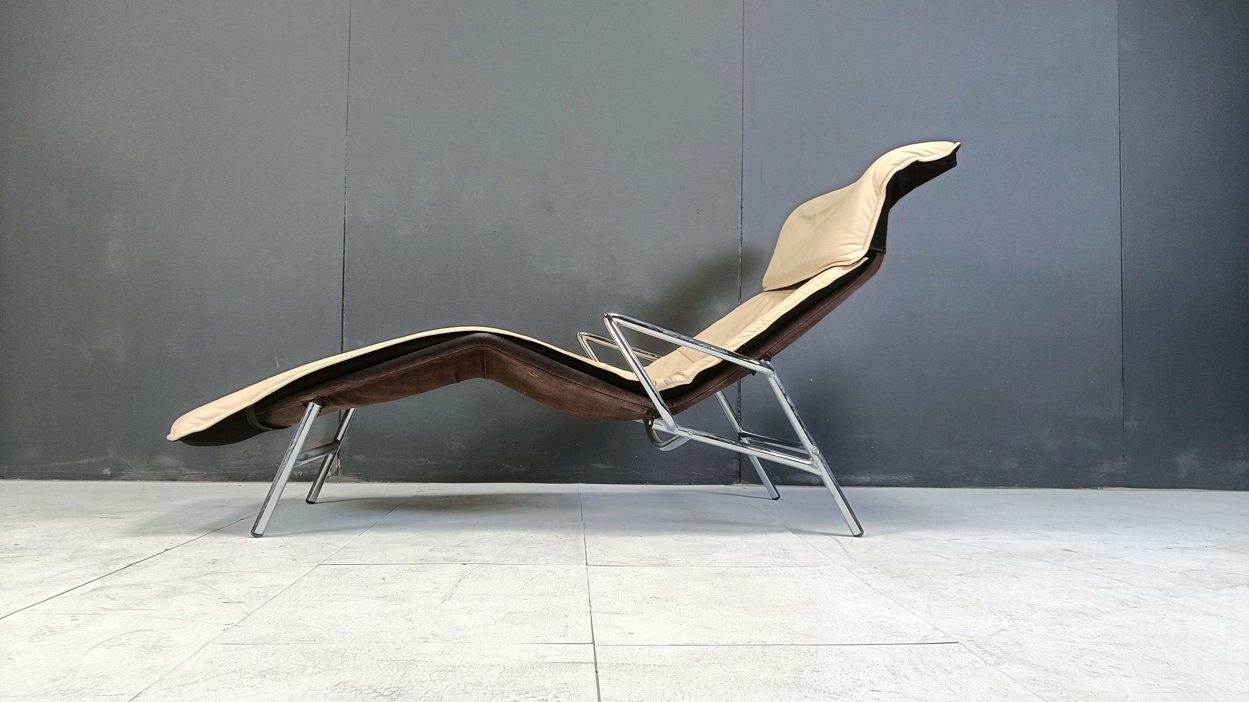 Leather Vintage chaise longue by Kebe A/S Hornslet, 1980s