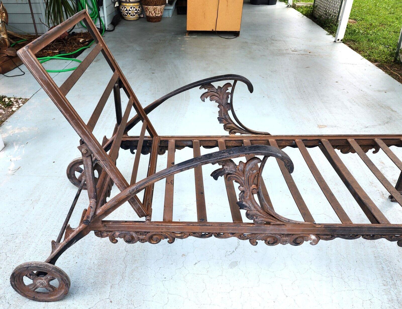 French Provincial Vintage Chaise Lounges Outdoor Ornate Rustproof For Sale