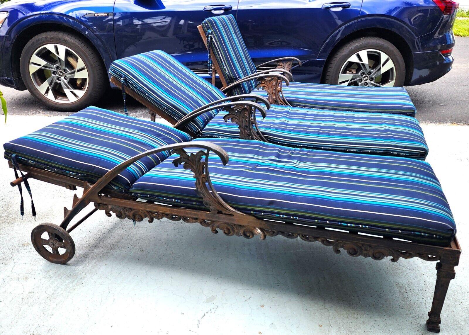Late 20th Century Vintage Chaise Lounges Outdoor Ornate Rustproof For Sale