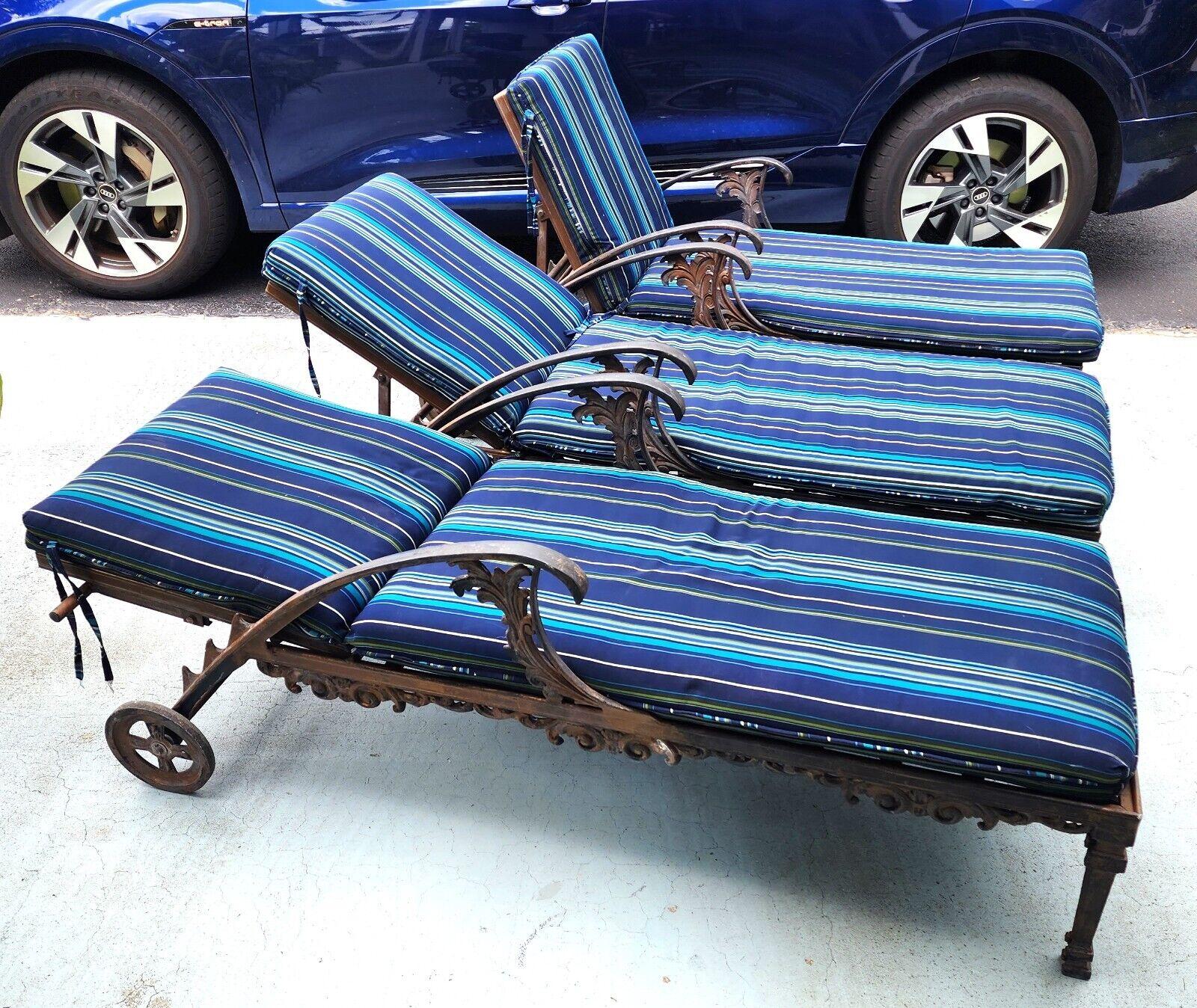 Late 20th Century Vintage Chaise Lounges Outdoor Ornate Rustproof For Sale