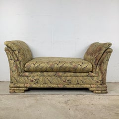 Vintage Chaise-Style Bench With Dramatic Arms and Layered Feet