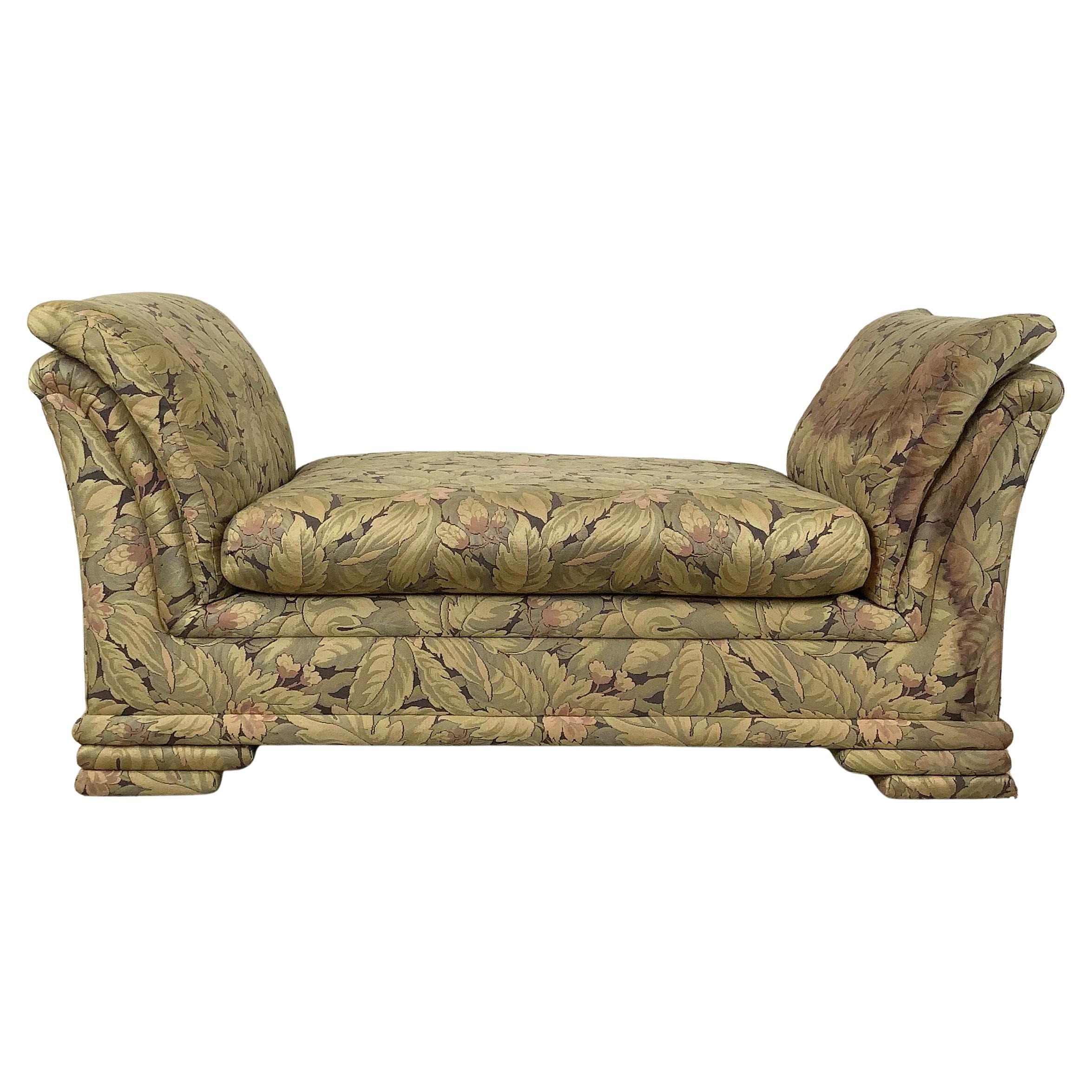 Vintage Chaise-Style Bench With Dramatic Arms and Layered Feet