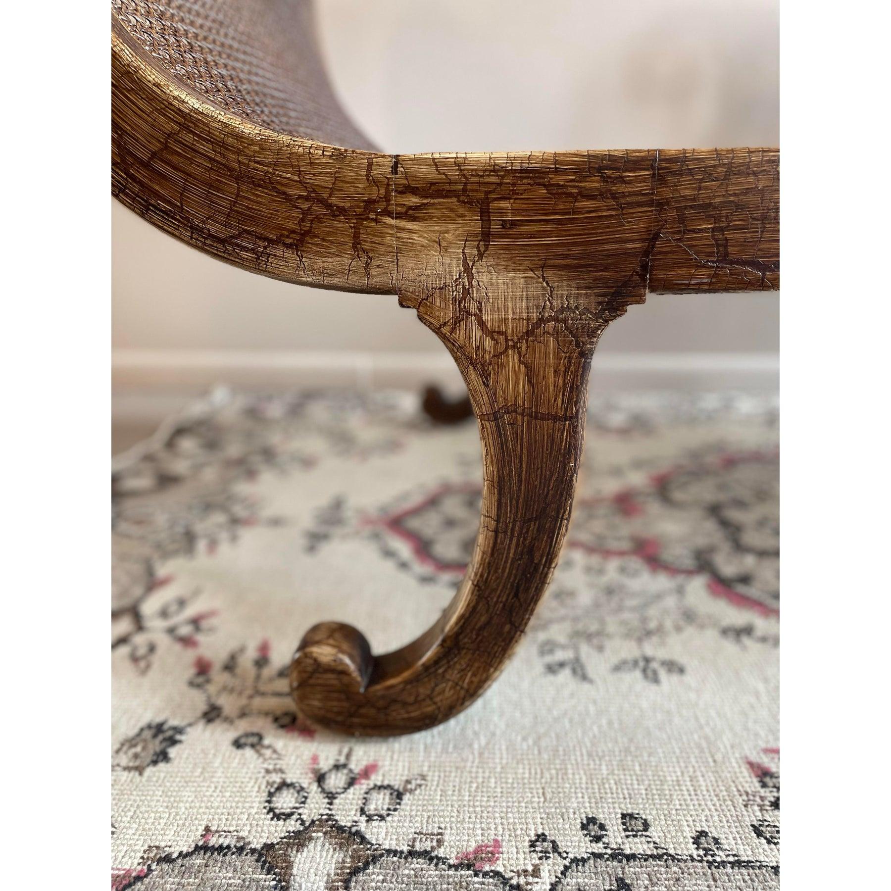 Chaise vintage con asientos de caña Estadounidense en venta