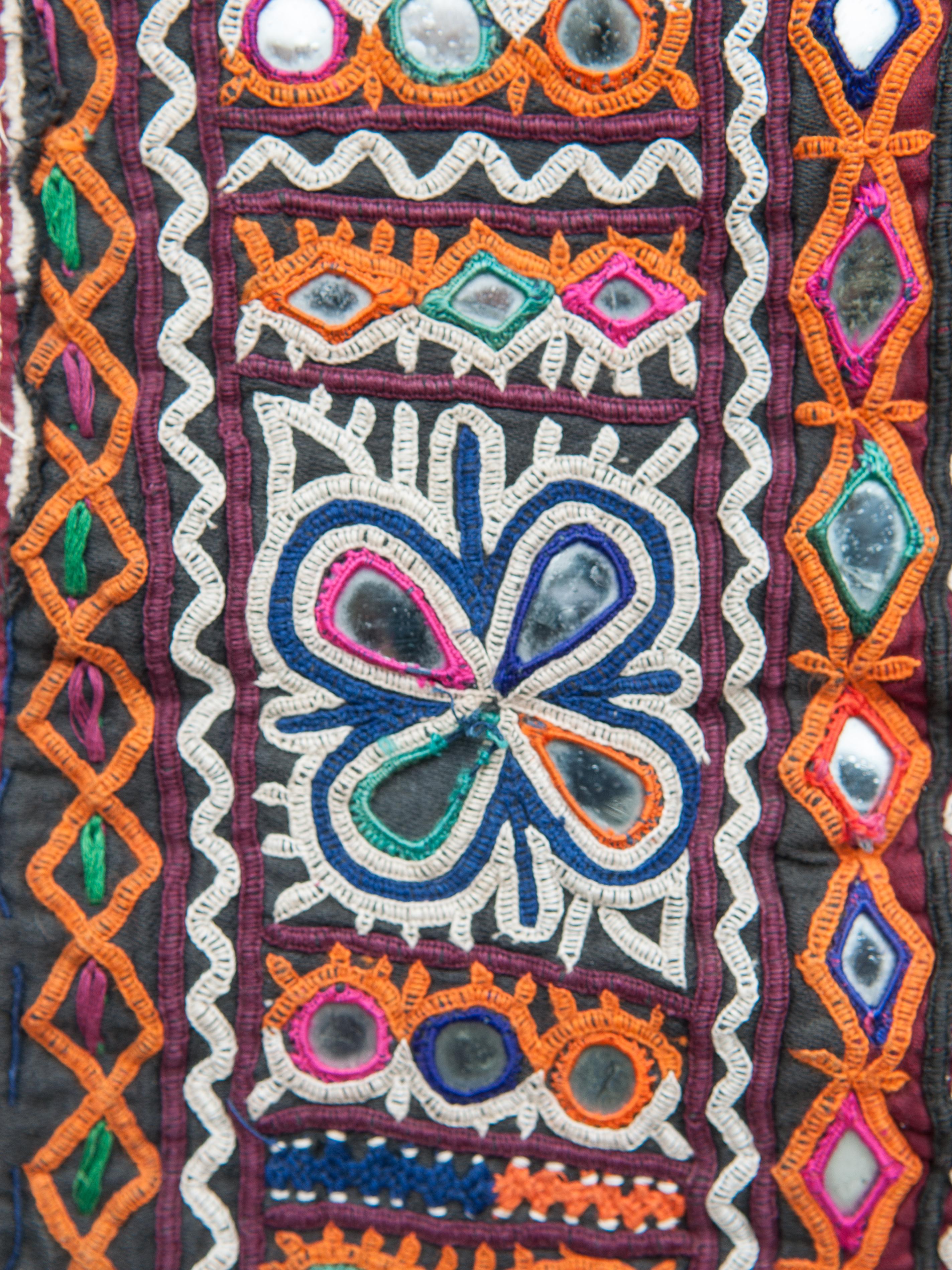 Tribal Vintage Chakla Embroidered Hanging, Rabari of Gujarat, India, Mid-20th Century