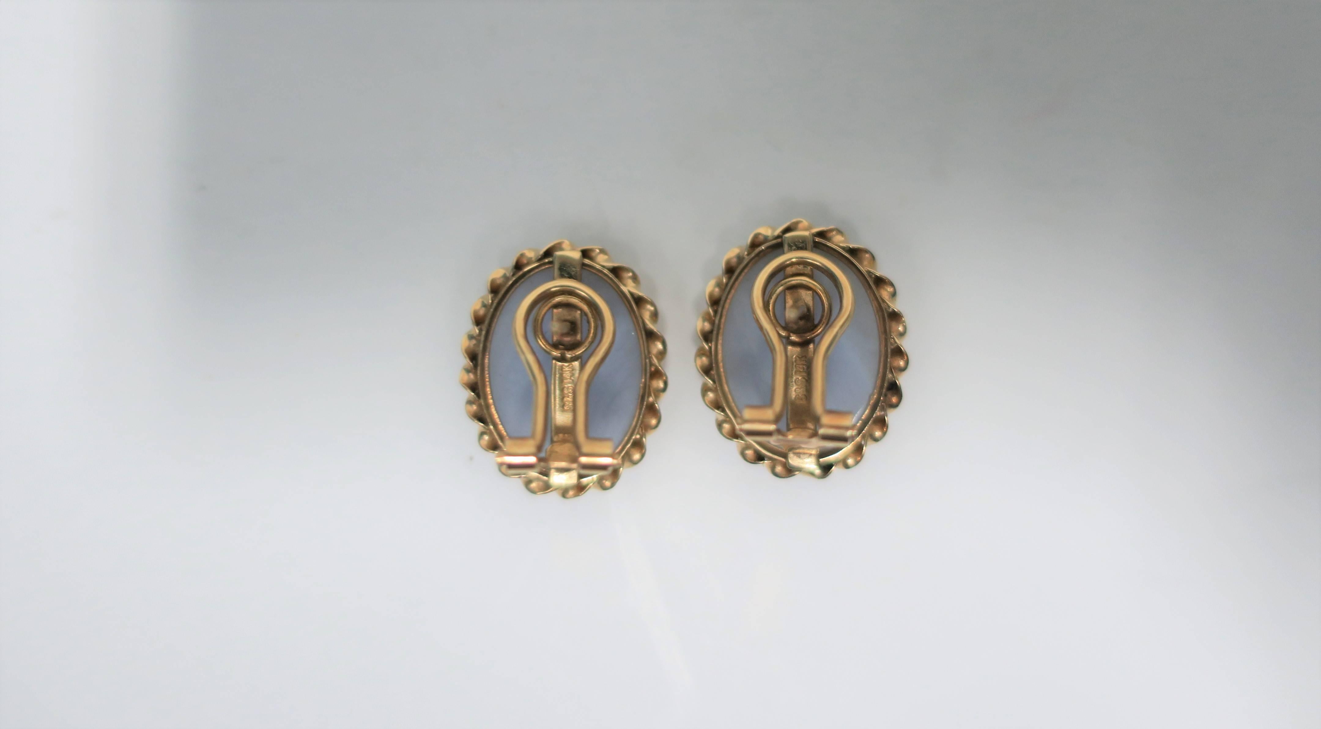 14-Karat Gold and Chalcedony Quartz Earrings, Pair 2
