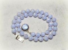 Vintage Chalcedony Blue Lace Agate Necklace