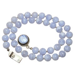 Vintage Chalcedony Blue Lace Agate Necklace