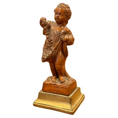 Estatua de querubín de tiza vintage de Borghese