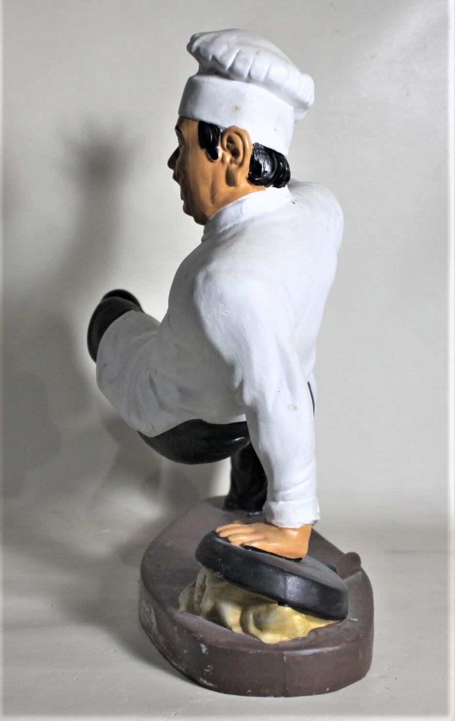 Modern Vintage Whimsical Chalkware French or Italian Falling Chef Figurine or Sculpture For Sale