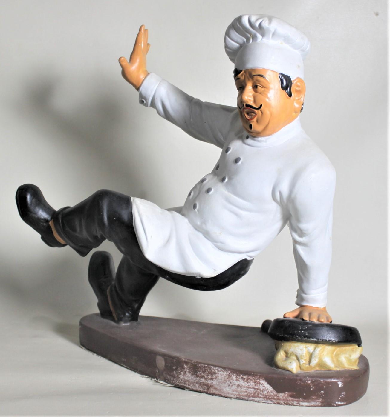 American Vintage Whimsical Chalkware French or Italian Falling Chef Figurine or Sculpture For Sale