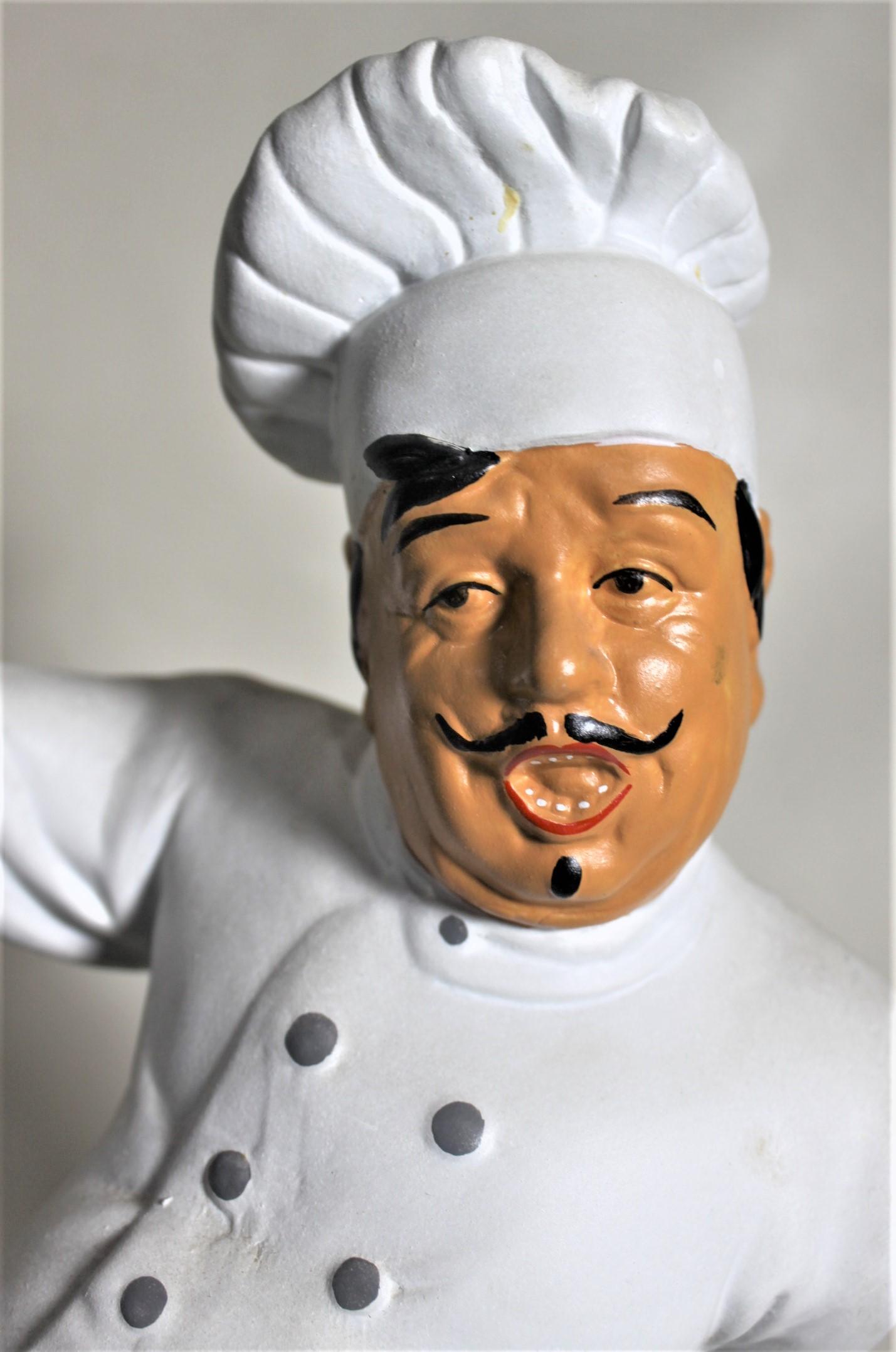 Molded Vintage Whimsical Chalkware French or Italian Falling Chef Figurine or Sculpture For Sale