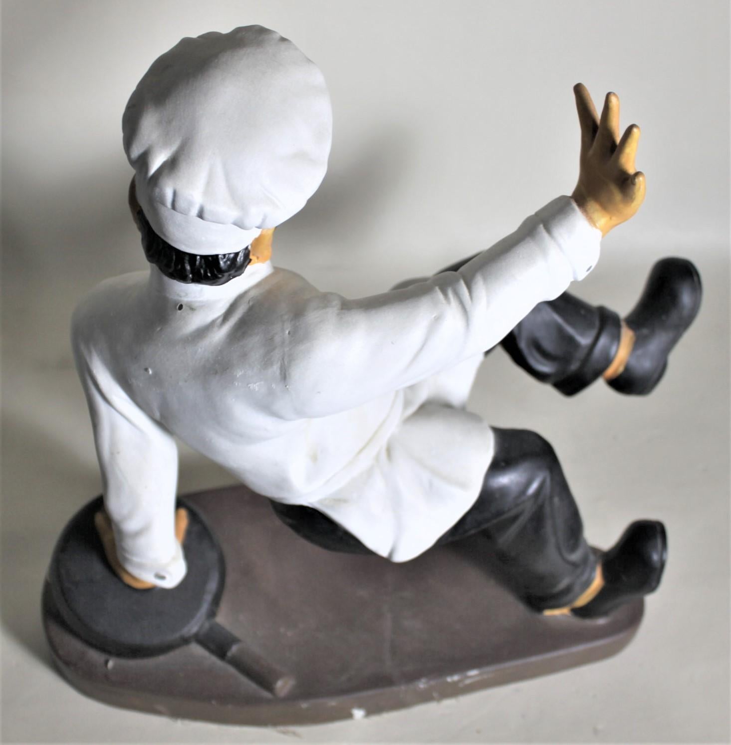Vintage Whimsical Chalkware French or Italian Falling Chef Figurine or Sculpture In Good Condition For Sale In Hamilton, Ontario
