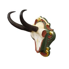 Vintage Chamois Trophy on Carved Plaque, Germany 1960s