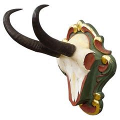 Vintage Chamois Trophy on Carved Plaque, Germany 1960s