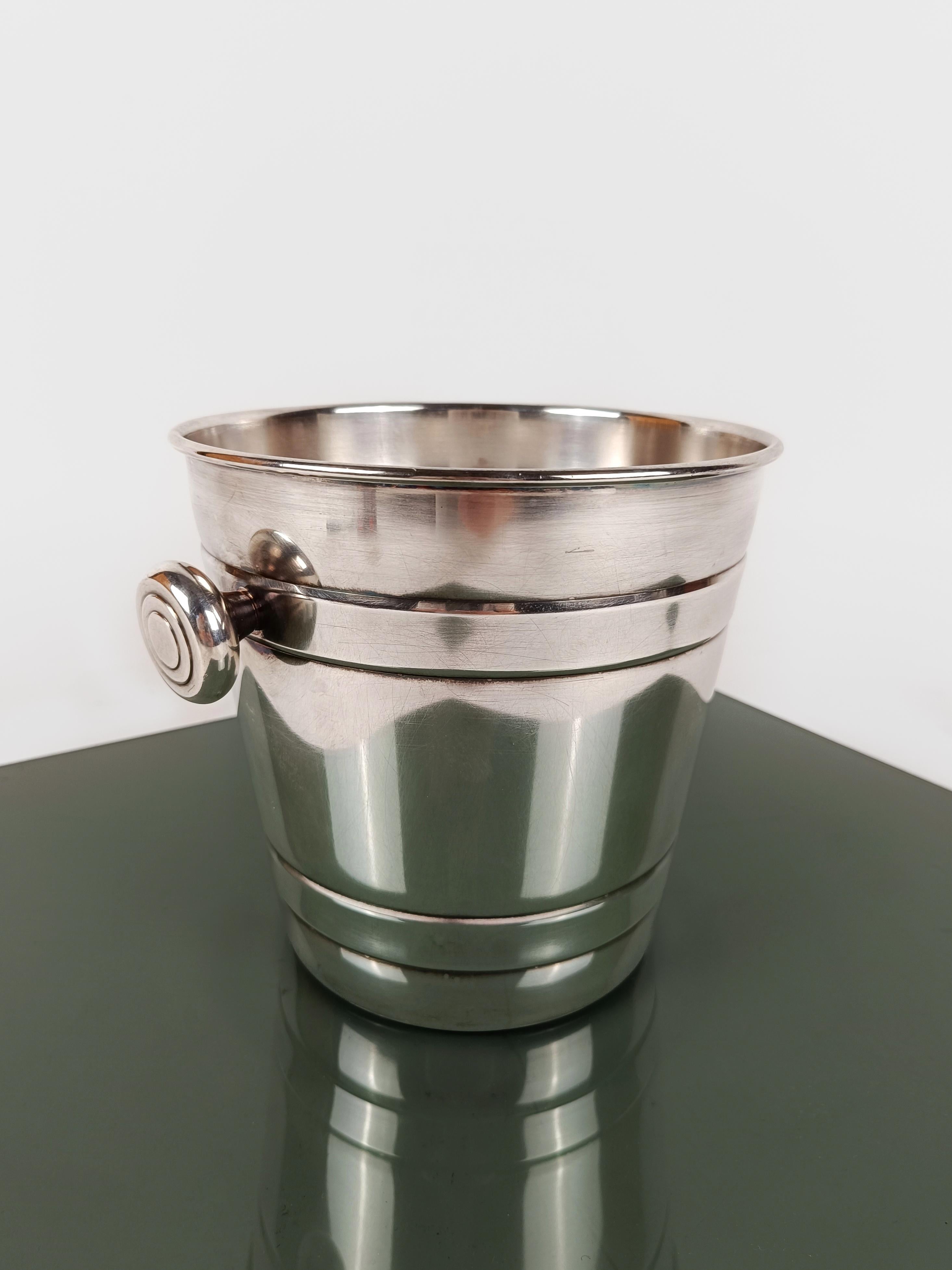Vintage Champagne bucket with knobs made in Stainless Steell by Broggi Italy  For Sale 6