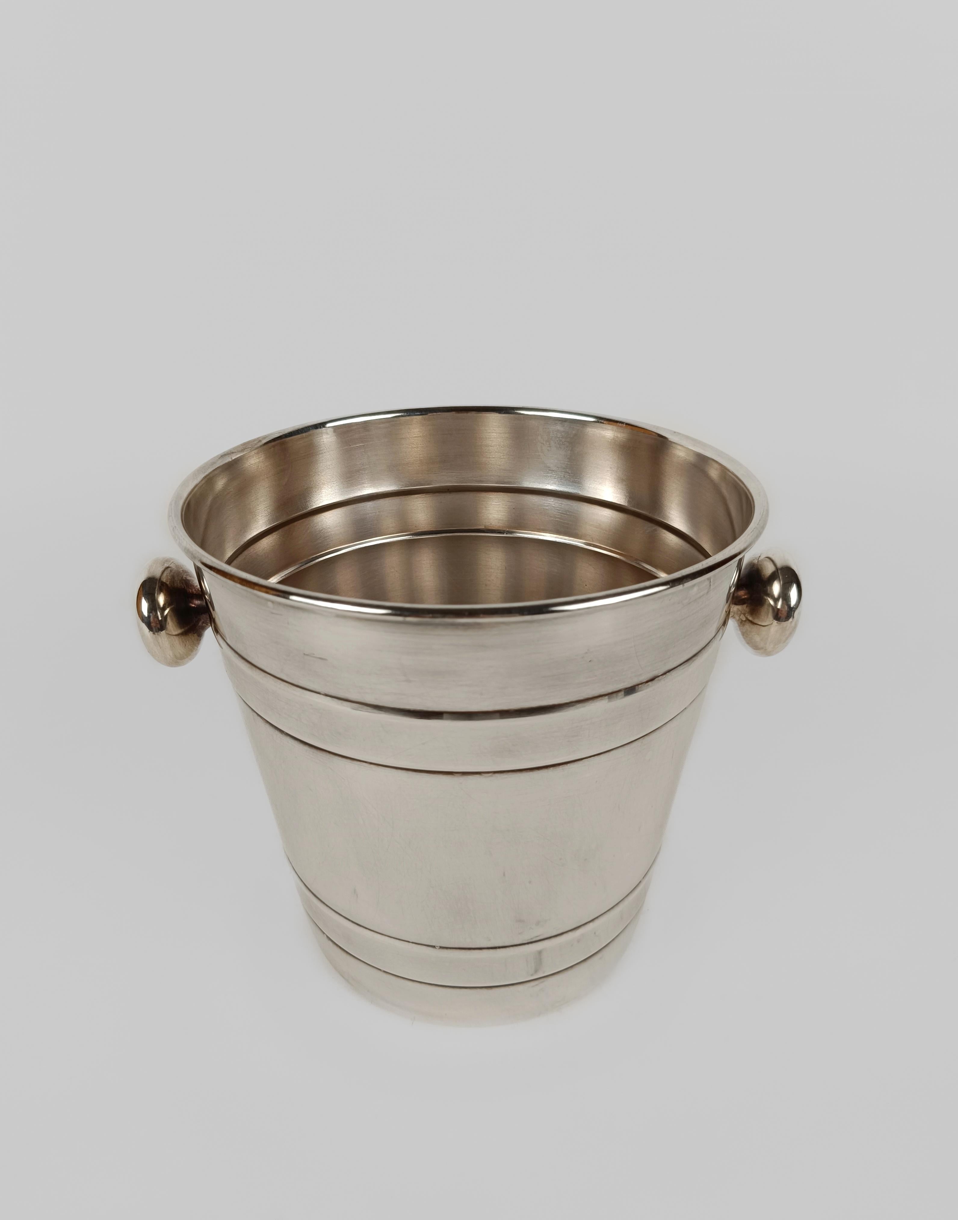 Vintage Champagne bucket with knobs made in Stainless Steell by Broggi Italy  For Sale 8