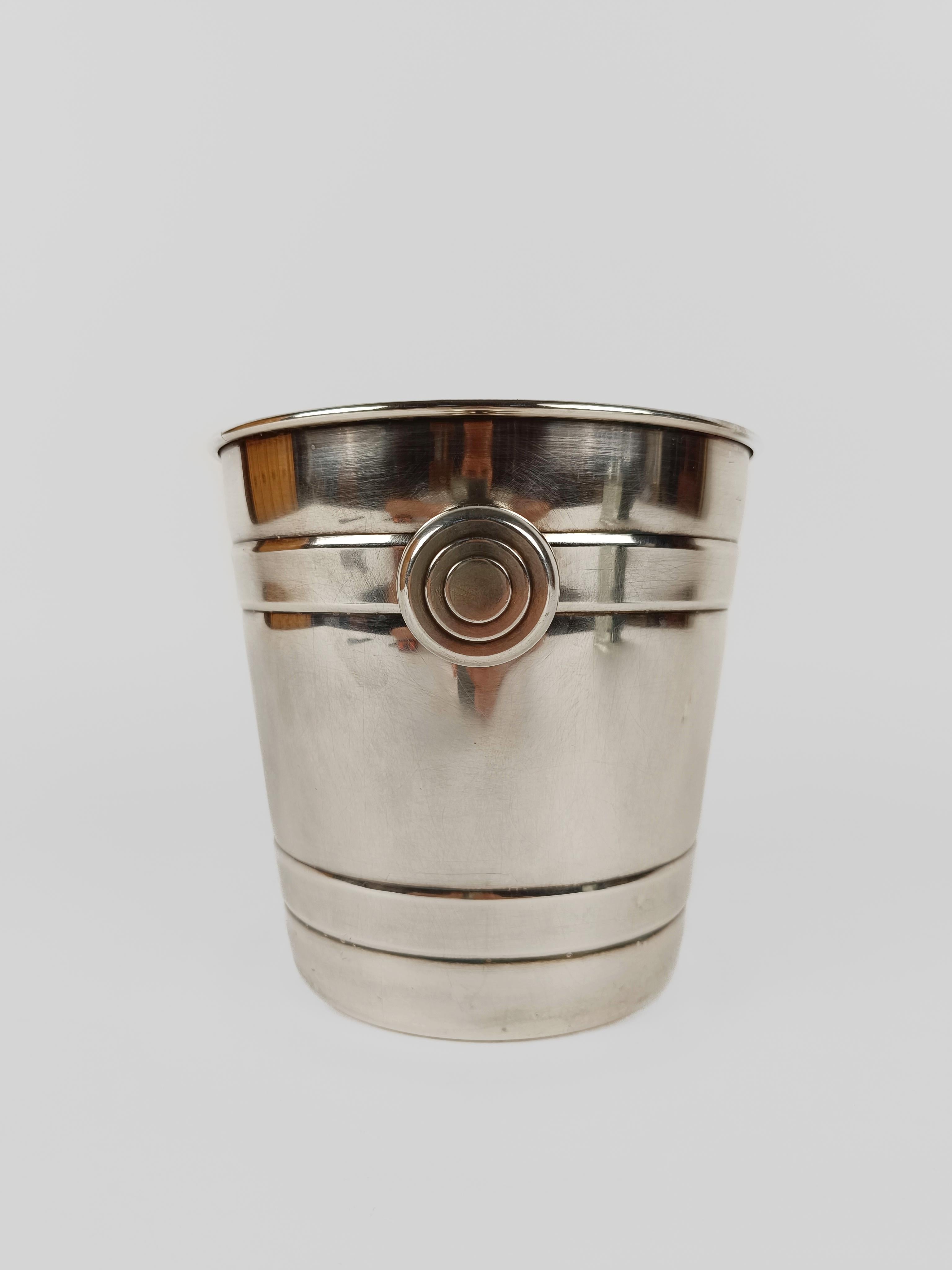 Vintage Champagne bucket with knobs made in Stainless Steell by Broggi Italy  For Sale 9