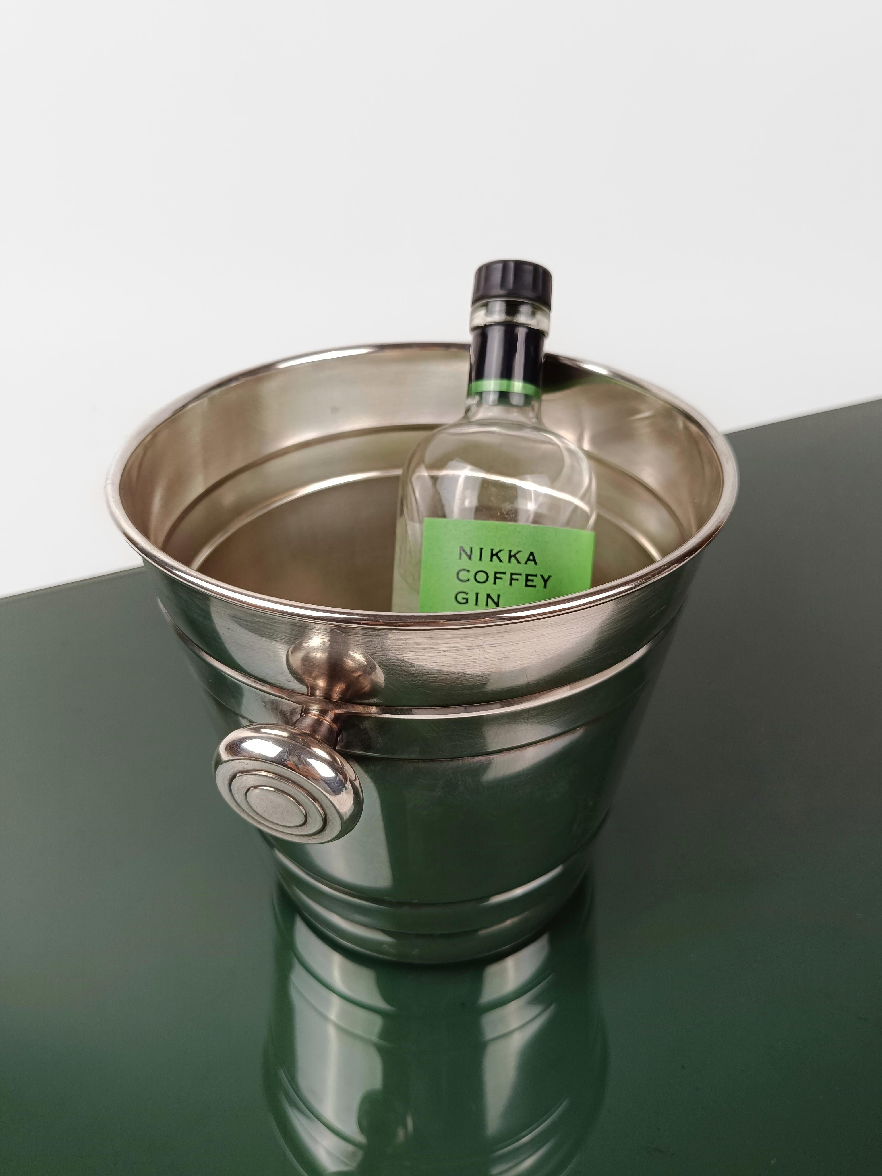 Vintage Champagne bucket with knobs made in Stainless Steell by Broggi Italy  For Sale 1