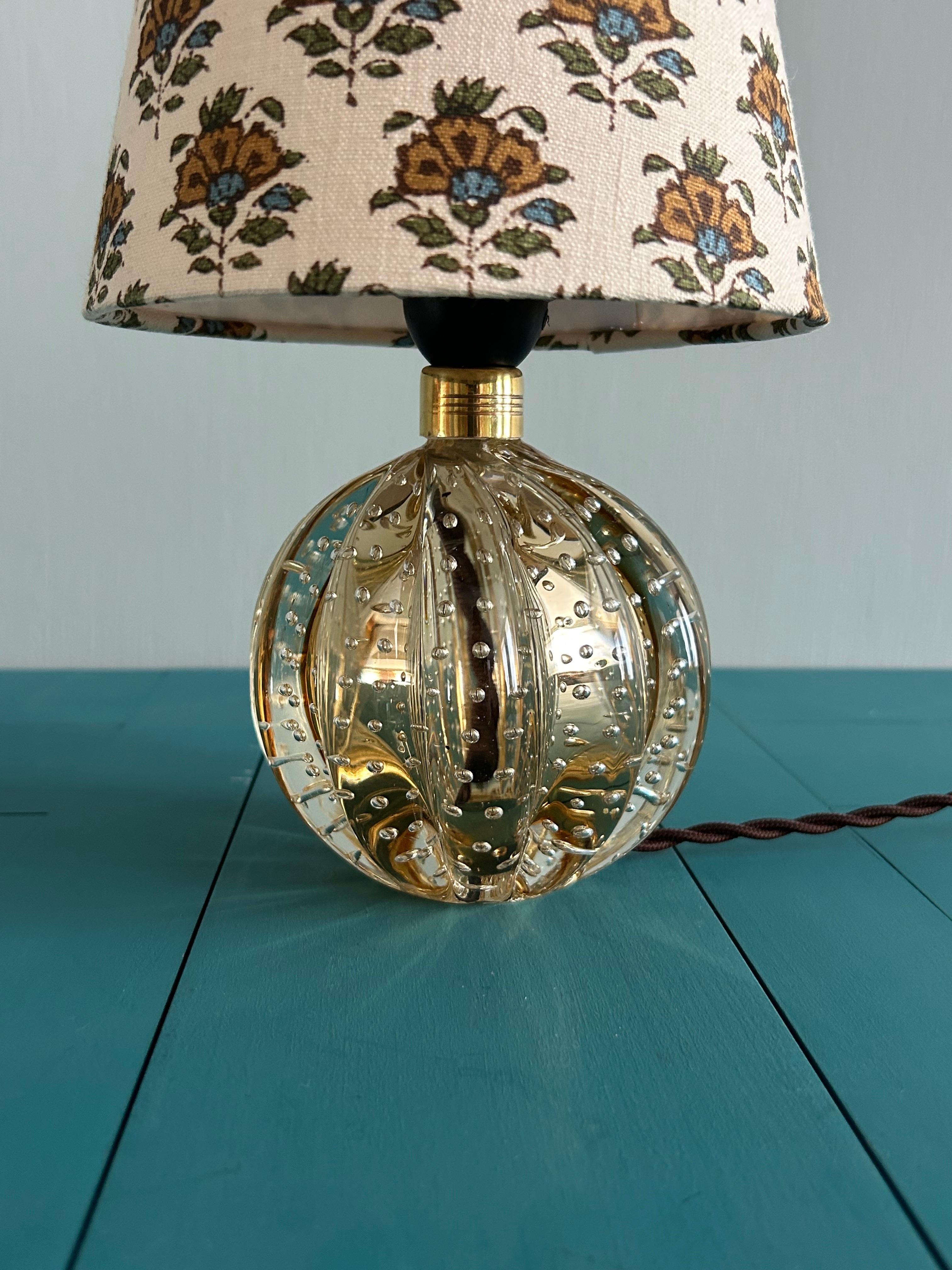 Vintage Champagne Coloured Murano Table Lamp with Customized Shade, Italy, 1950s For Sale 1