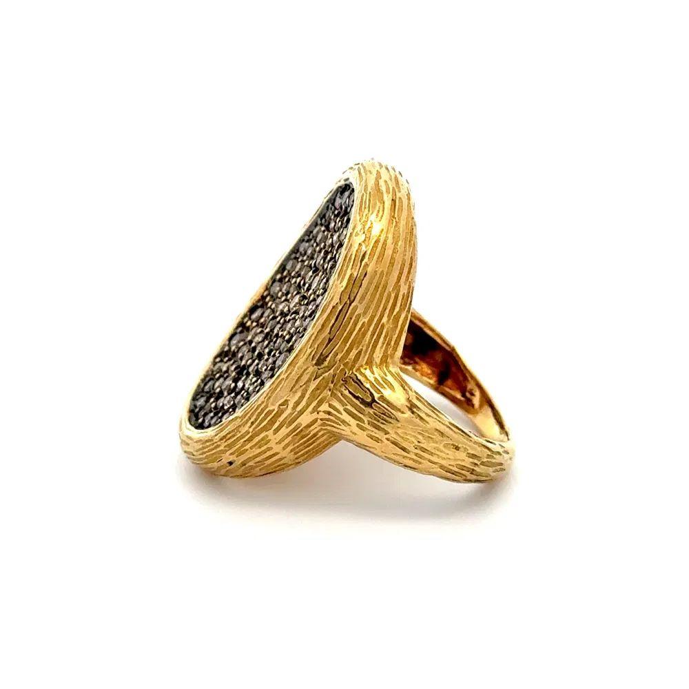 Statement-Cocktailring, Vintage, Champagner, Diamant-Cluster, Gold Damen im Angebot