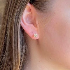 Vintage Champagne Diamond Yellow Gold Stud Earrings