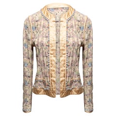 Vintage Champagne & Multicolor Moschino Baby Clown Print Jacket Size IT 42