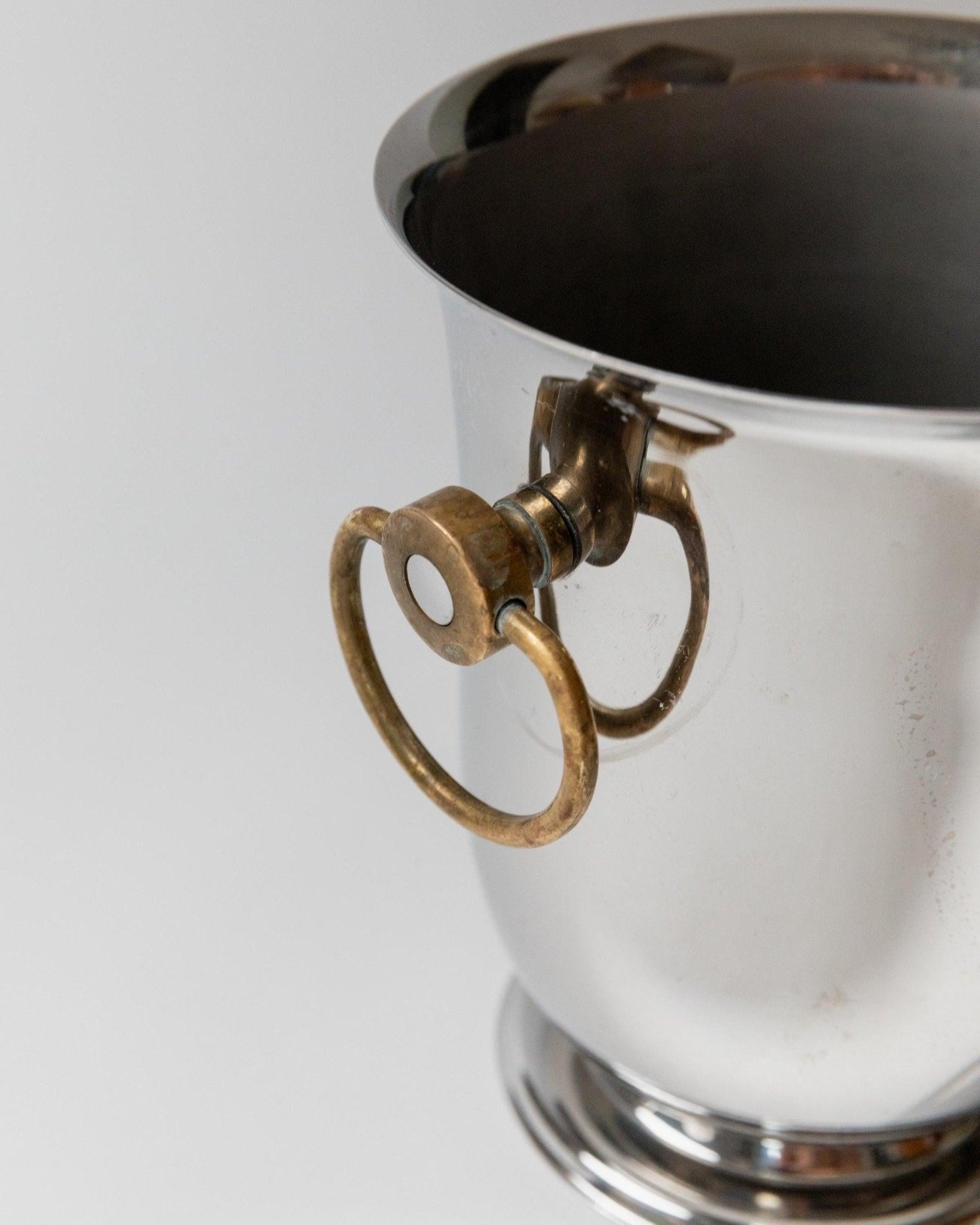 Vintage Champagner- oder Weinkühler Versilbert von Jean Couzon, 1980er Jahre im Zustand „Gut“ im Angebot in Montecalvoli, IT