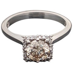 Vintage Champagne Platinum Diamond Ring