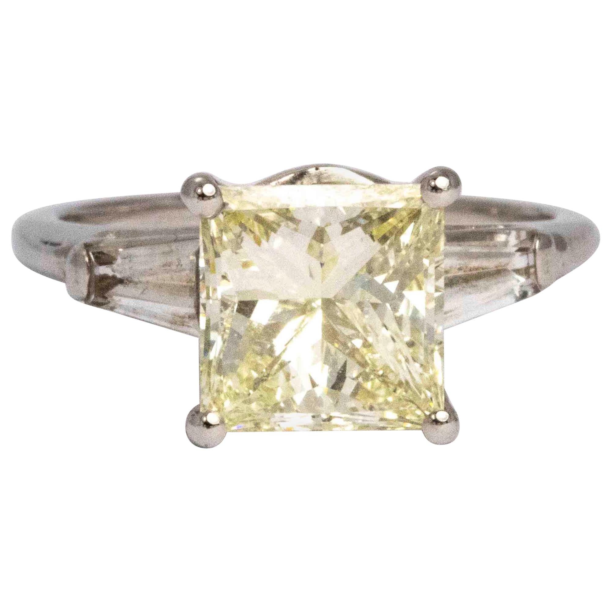 Vintage Champagne Princess Cut Diamond and Platinum Ring For Sale at  1stDibs | princess cut champagne diamond ring