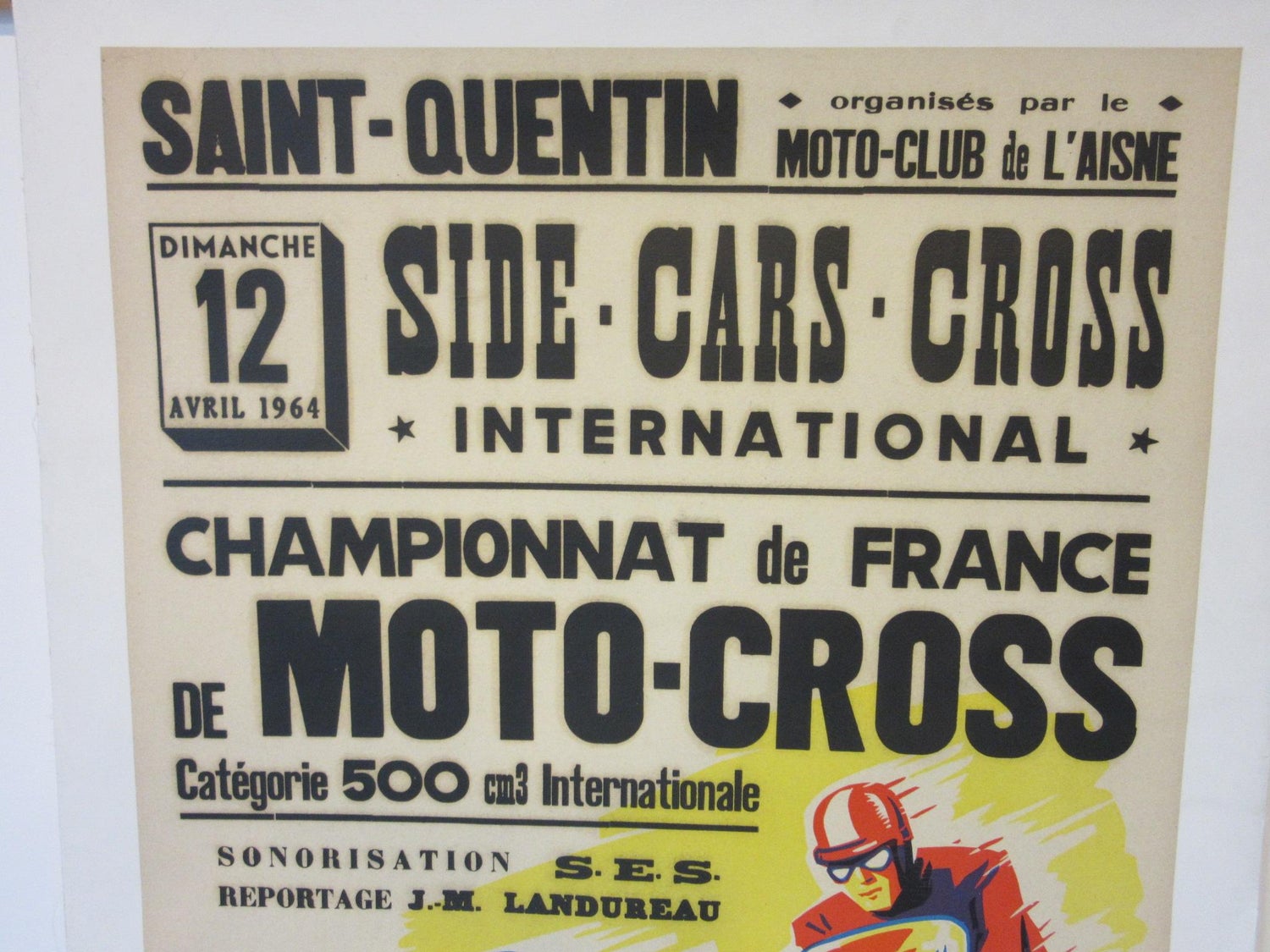 Affiche rétro Champion De France Moto Cross BP Energol sur 1stDibs