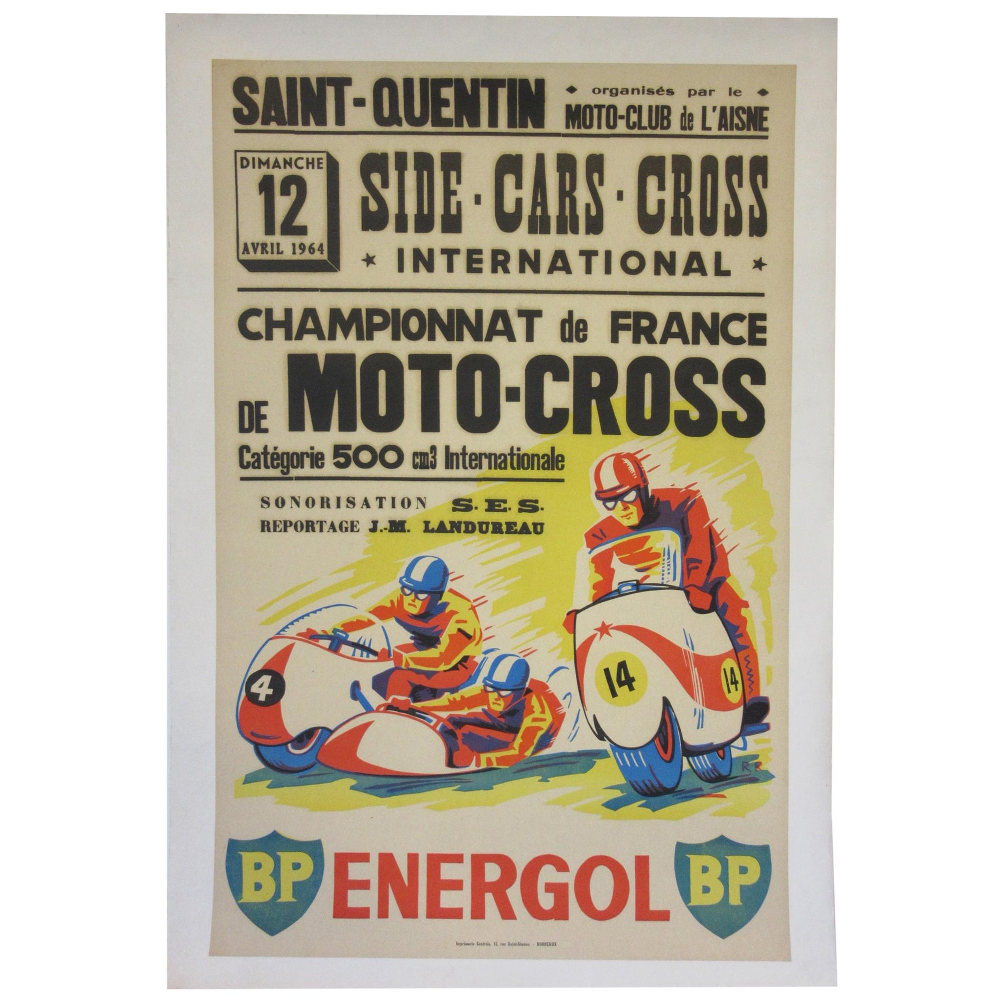 Vintage Champion De France Moto Cross BP Energol Poster