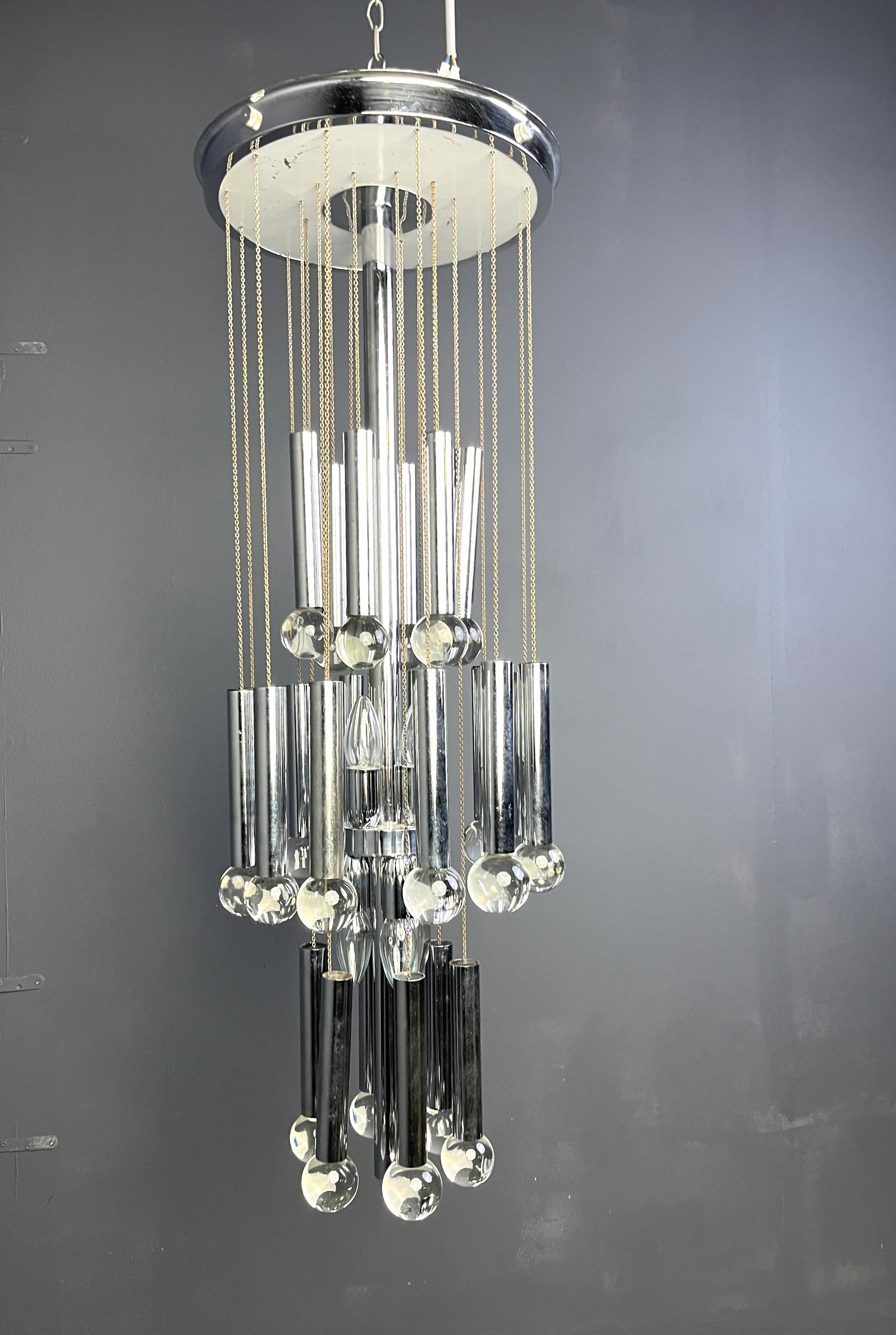 Mid-Century moderno Lampadario vintage di Gaetano Sciolari, anni '70 in vendita