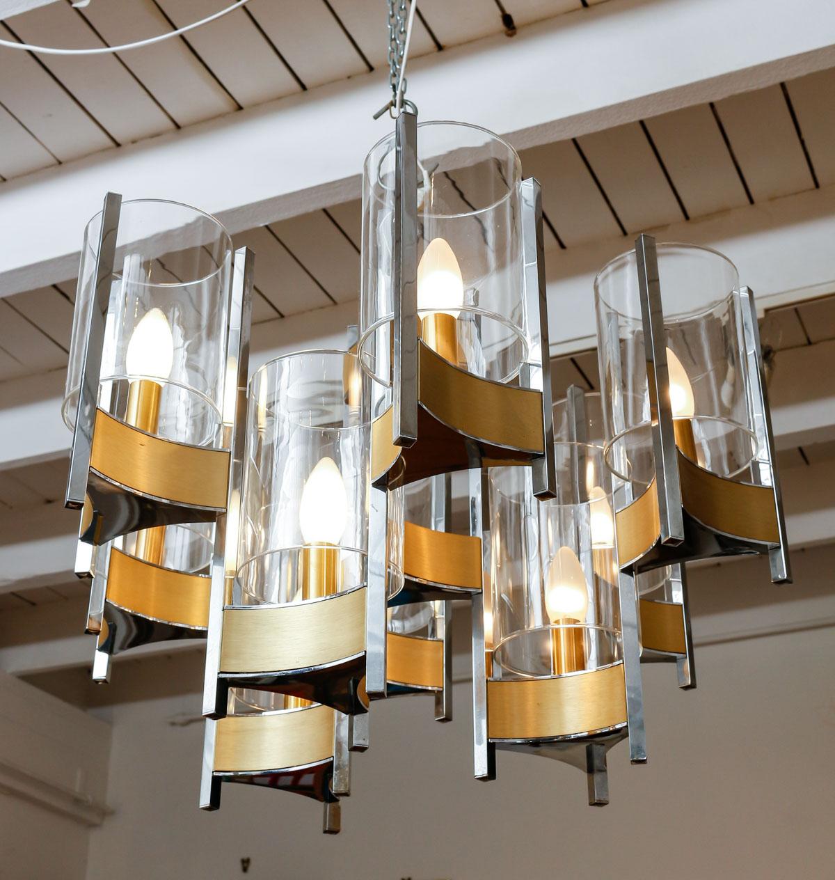 Silvered Vintage Chandelier by Gaetano Scoliari, 1970. For Sale