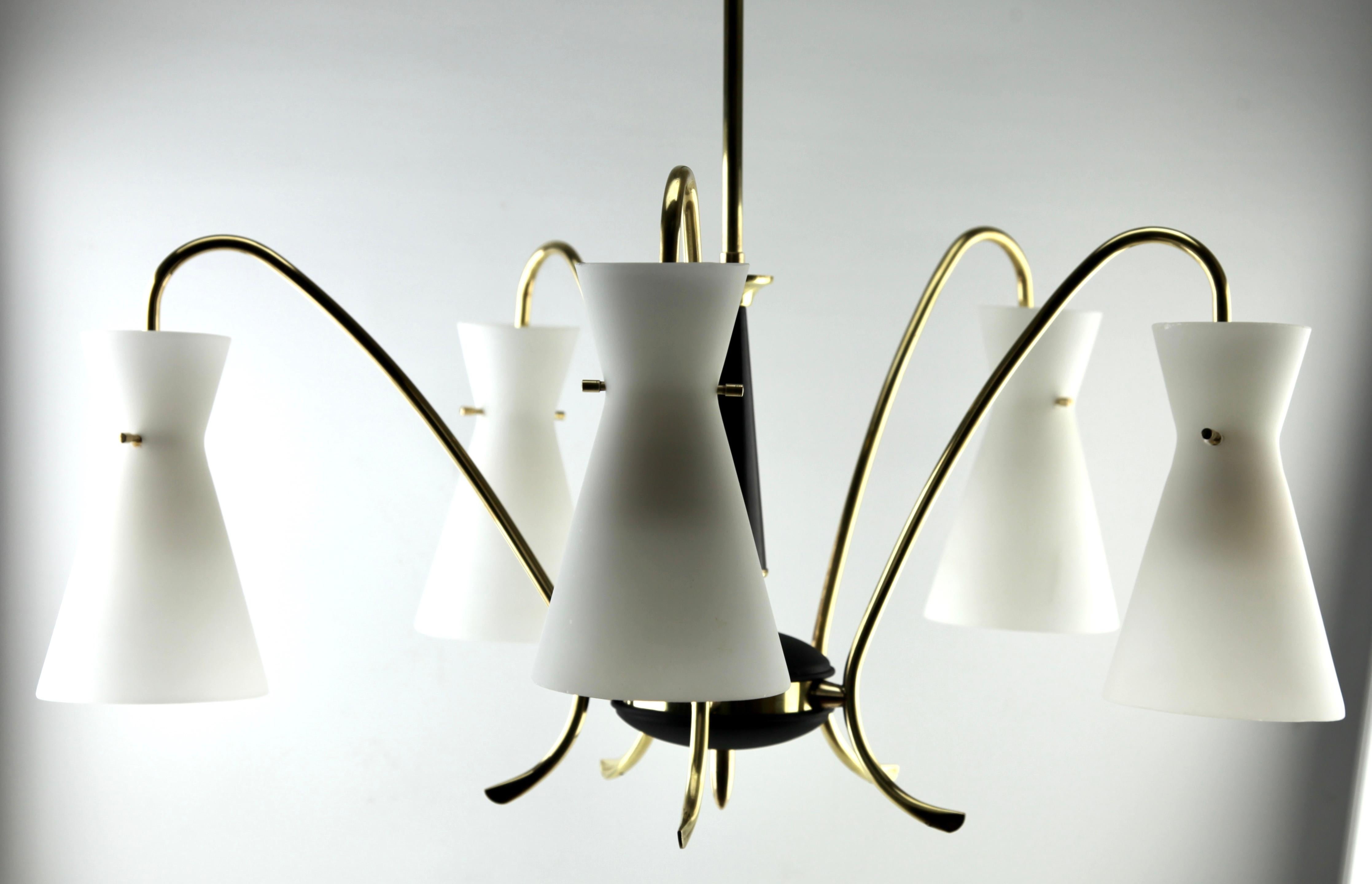 Vintage Chandelier Diablo in the Style of Stilnovo 5 Arms, Italian, 1960s For Sale 3