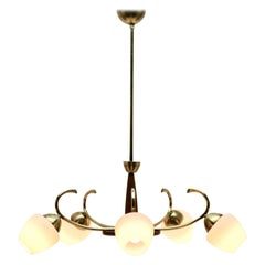 Vintage Chandelier Five Arms in the Style of Stilnovo, Italian, 1960s