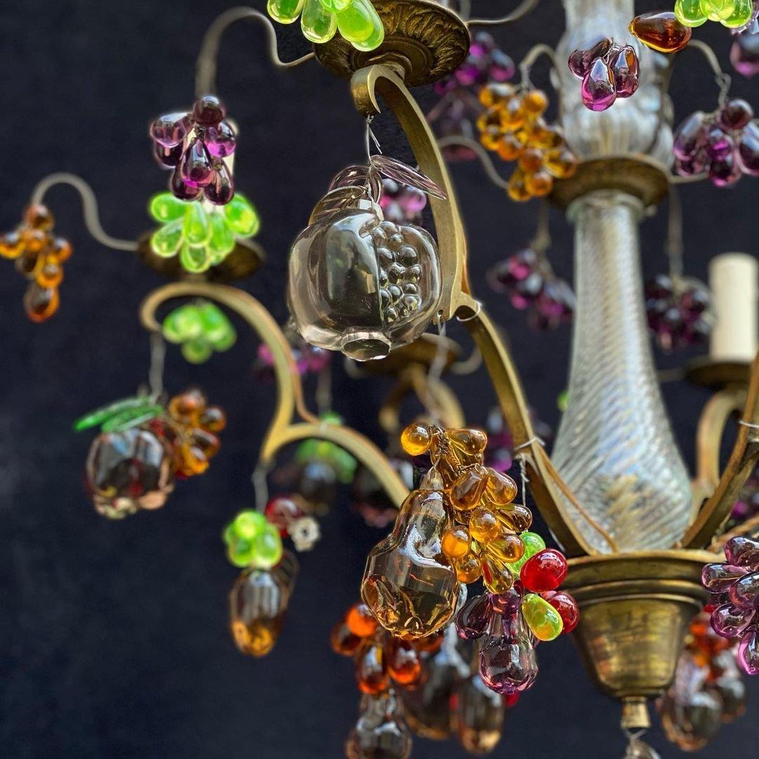 Bronze Murano Glass Chandelier in the Fruit Shape
