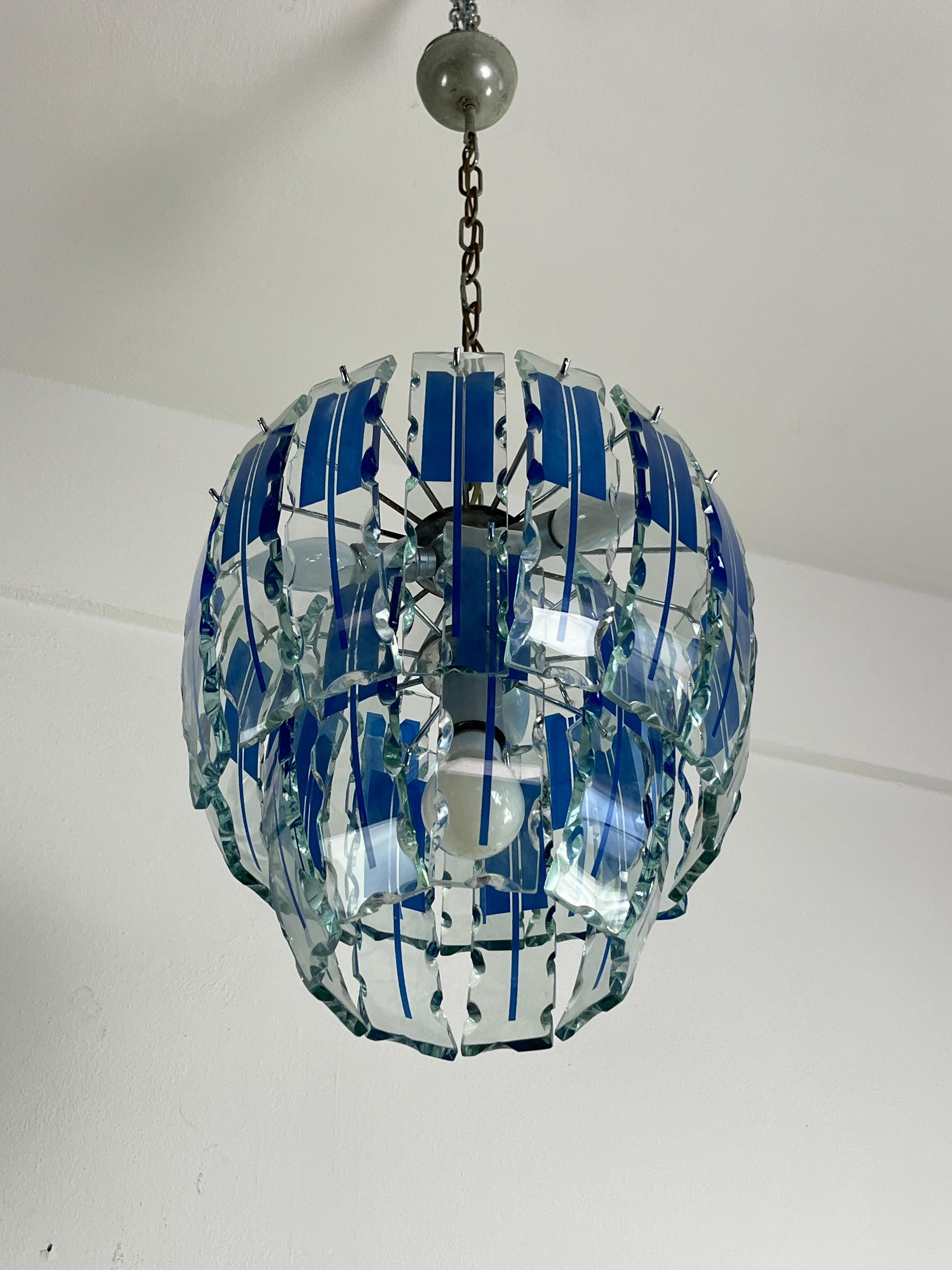 Vintage-Kronleuchter aus farbigem Murano-Glas von Zero Quattro, 1970er Jahre (Italienisch) im Angebot