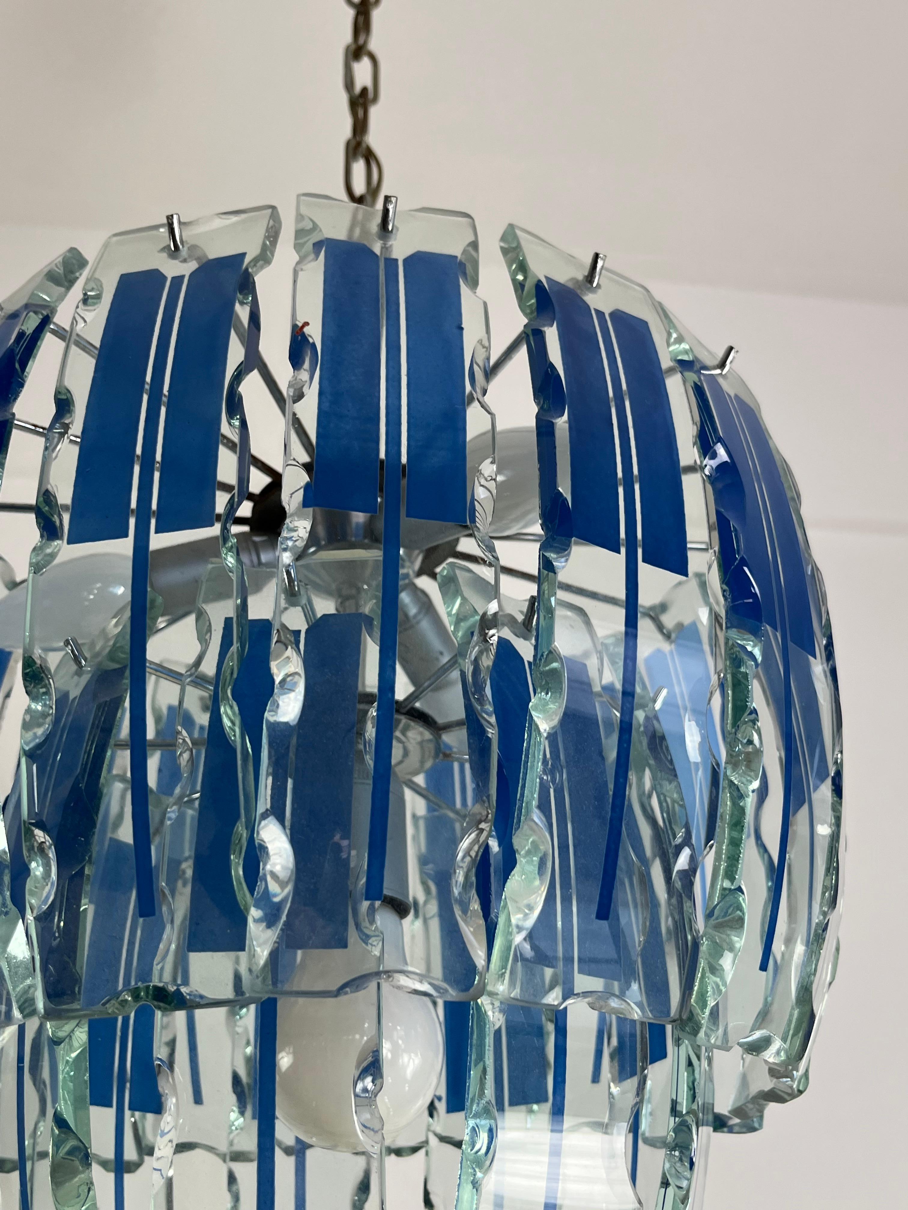 Vintage-Kronleuchter aus farbigem Murano-Glas von Zero Quattro, 1970er Jahre (Ende des 20. Jahrhunderts) im Angebot