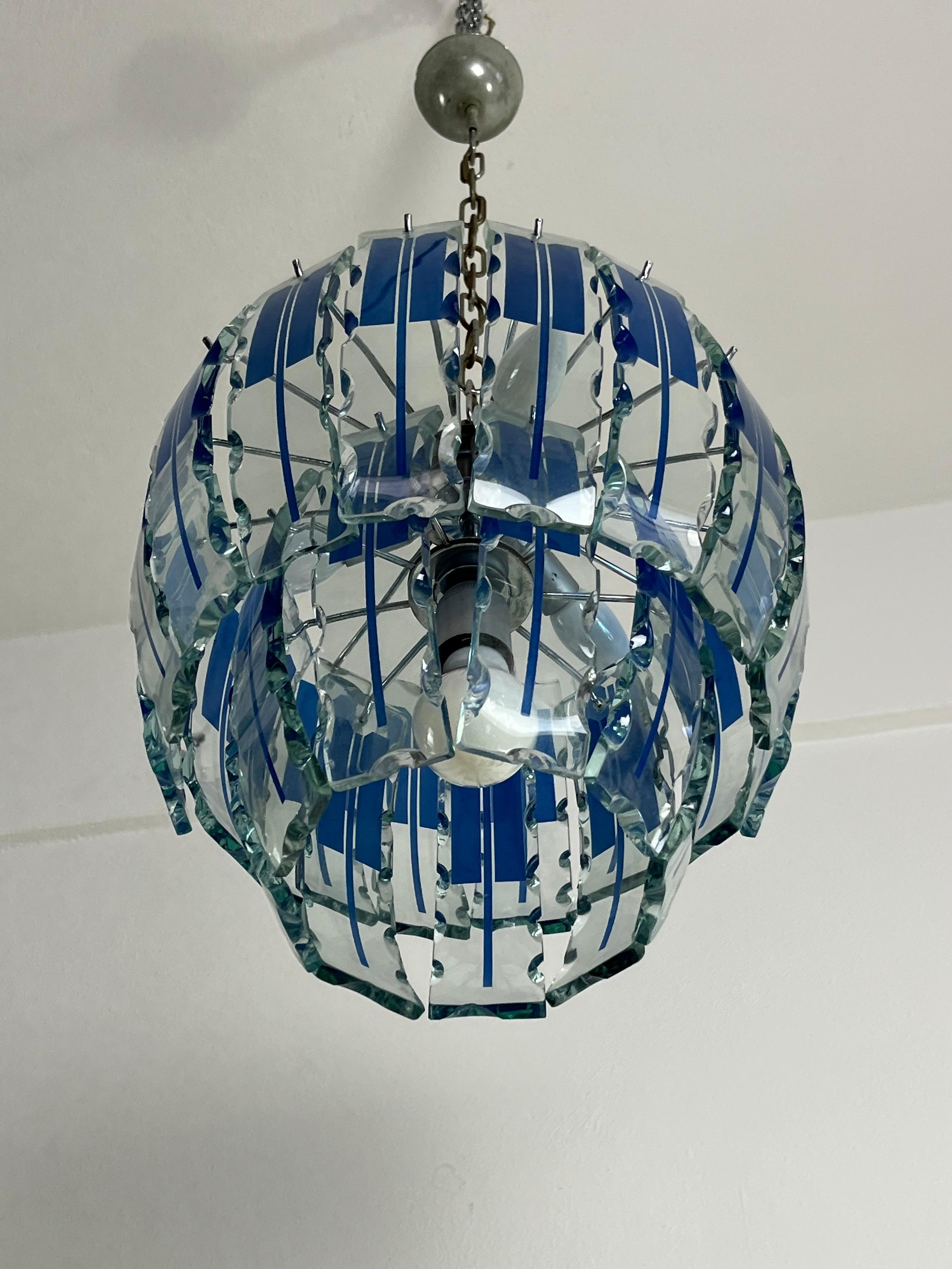 Vintage-Kronleuchter aus farbigem Murano-Glas von Zero Quattro, 1970er Jahre (Metall) im Angebot