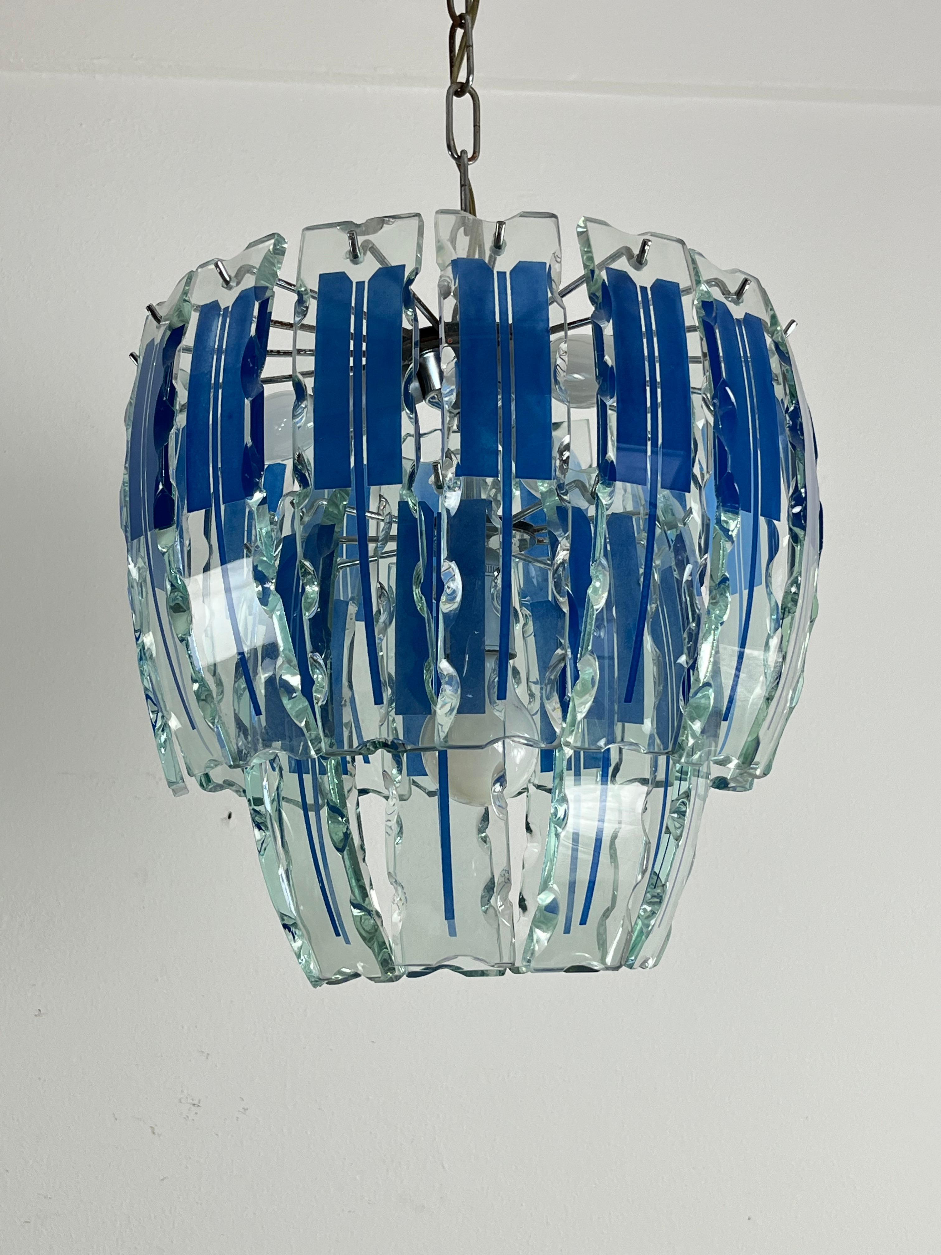 Vintage-Kronleuchter aus farbigem Murano-Glas von Zero Quattro, 1970er Jahre im Angebot 1
